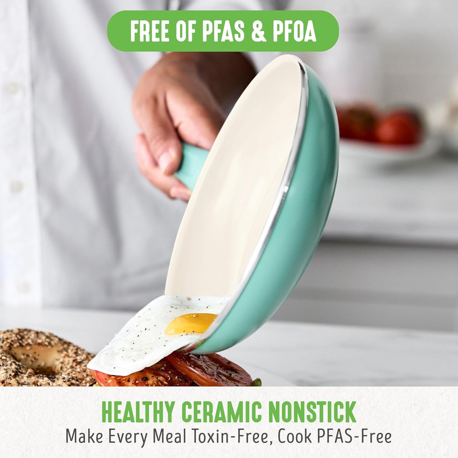 Turquoise Ceramic Nonstick 23-Piece Cookware Set with Glass Lids