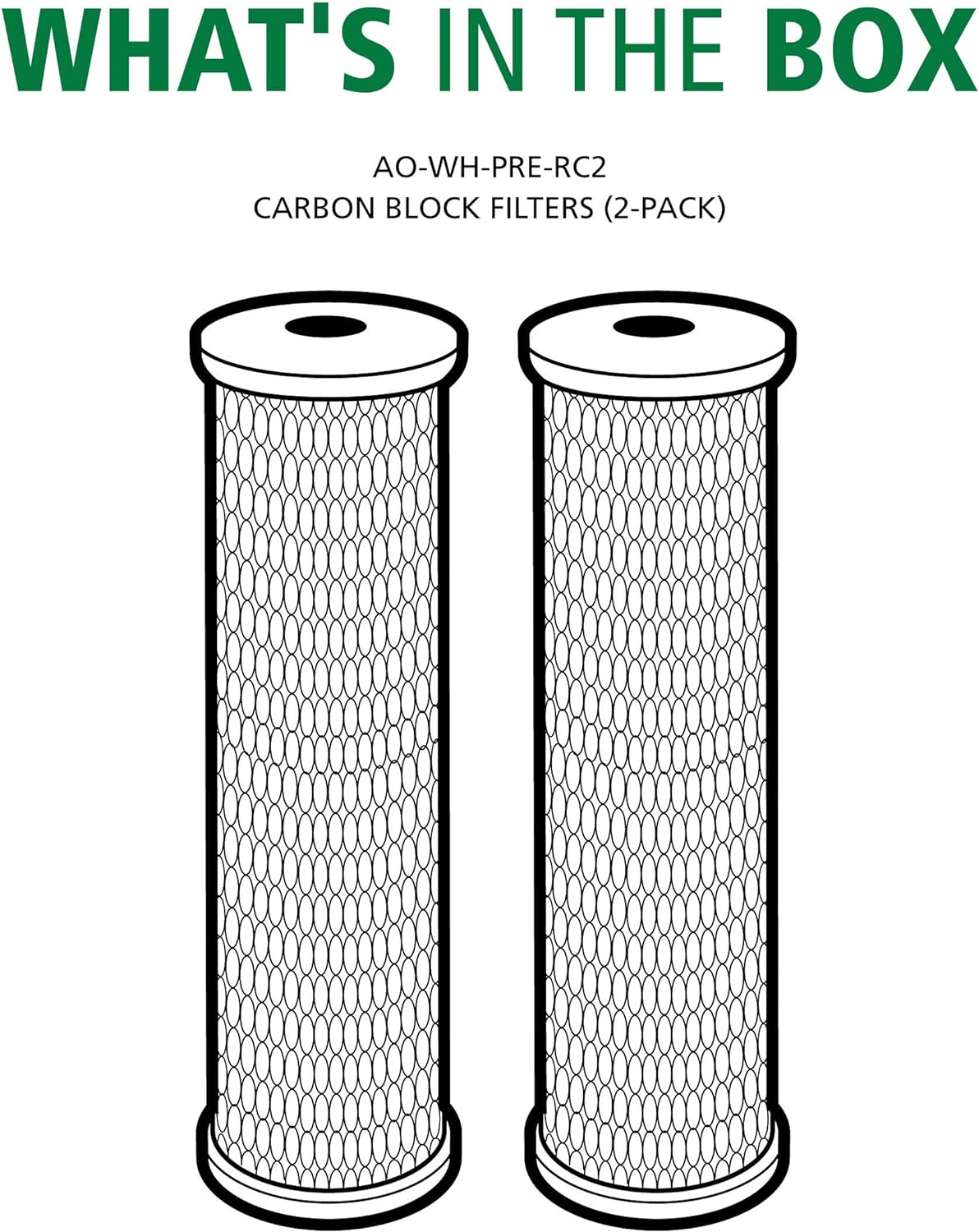 10" White Carbon Block Sediment Water Filter Cartridge - 2 Pack