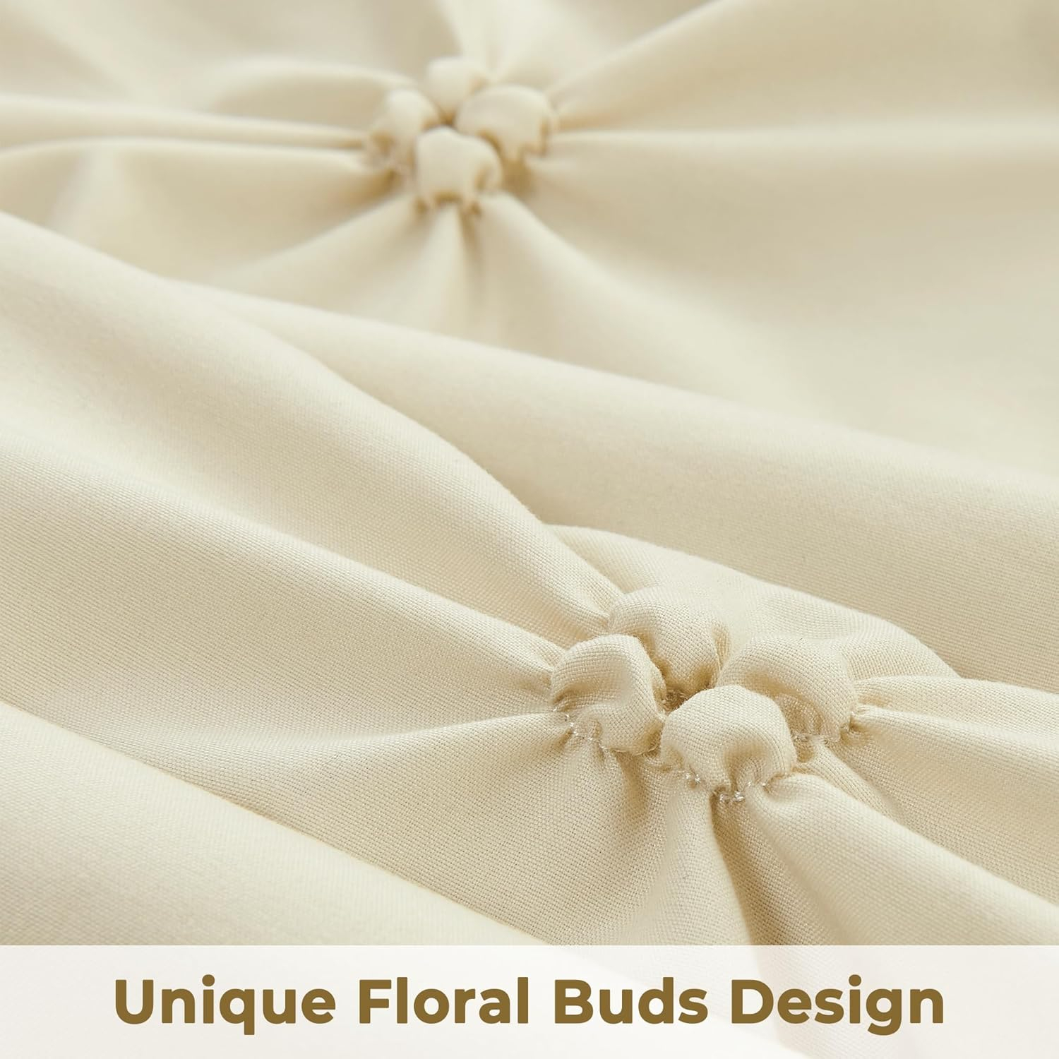 WOLKI Queen Size Comforter Set Cream, 3 Pieces Bed Lightweight Solid Bedding Comforters Sets, All Season Fluffy Down Alternative Comforter Bed Set Quilt Blanket