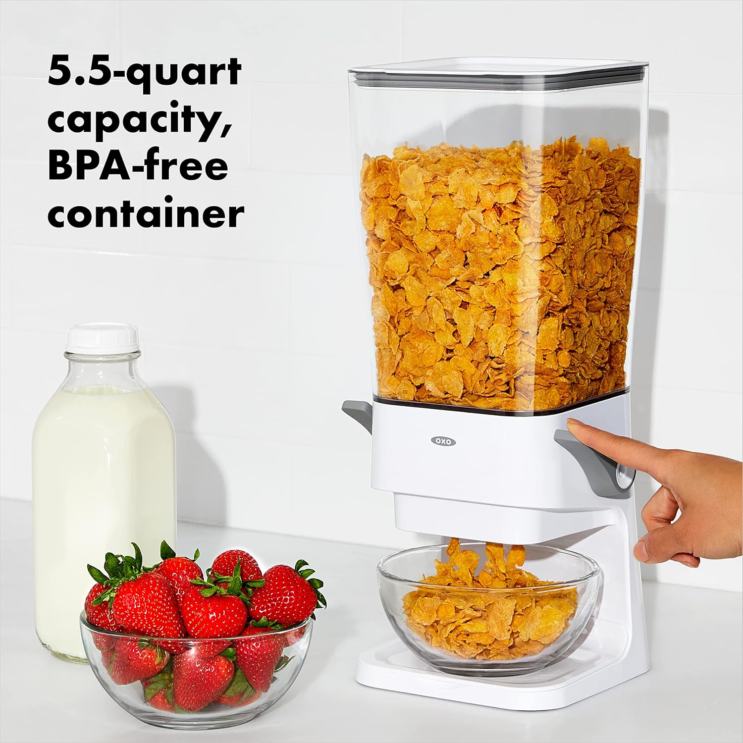 OXO Good Grips Kitchen Countertop Snack Cereal Dispenser Canister, 5.5 Quart