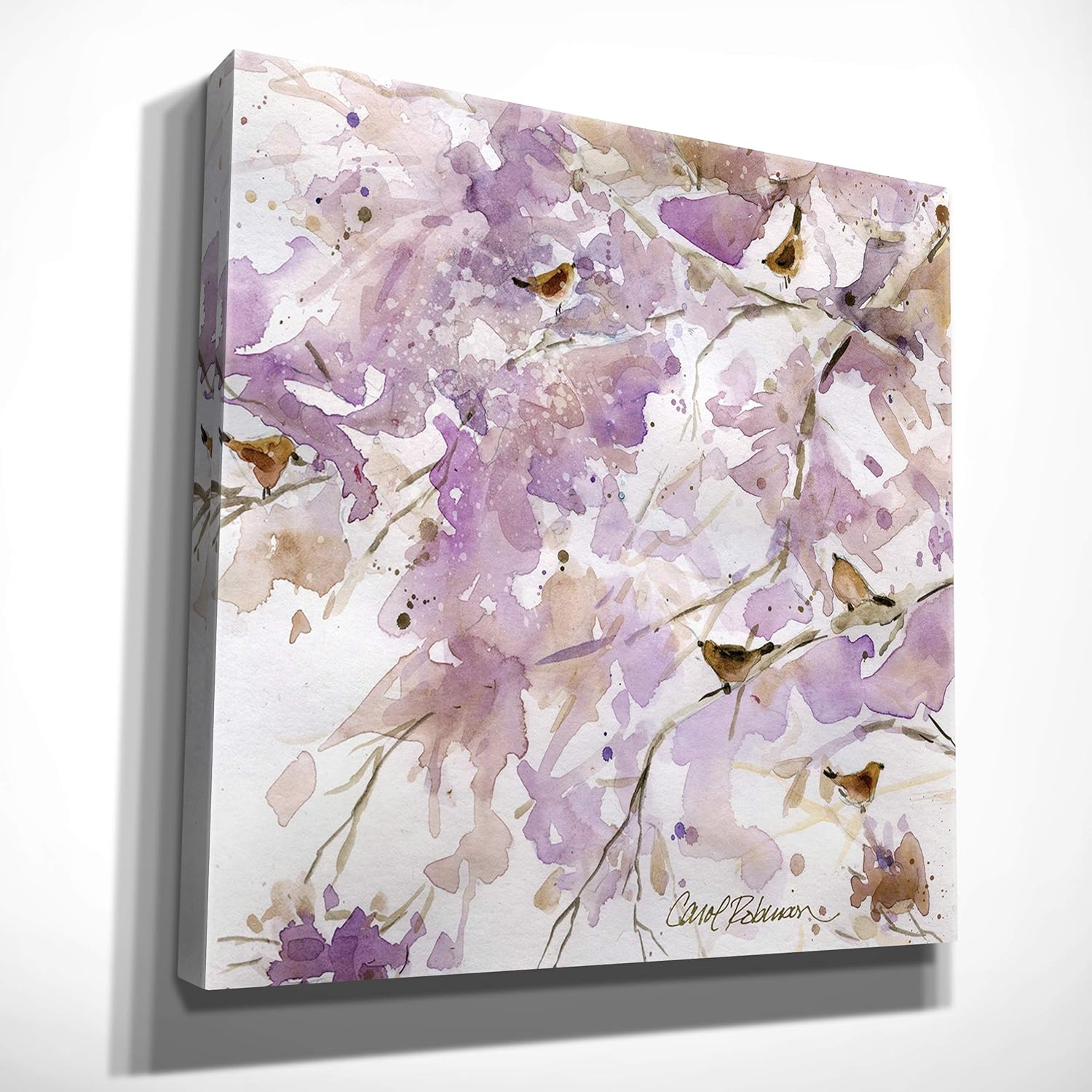 Lavender Spring Birds Gallery Wrapped Canvas Art, 32x32