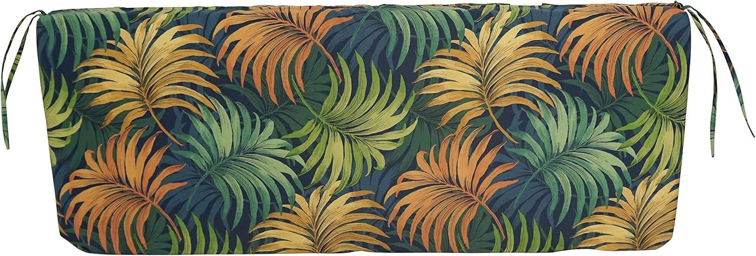 Blazing Needles 54-inch by 19-inch Patterned Outdoor Spun Polyester Bench Cushion 954X19-REO-61