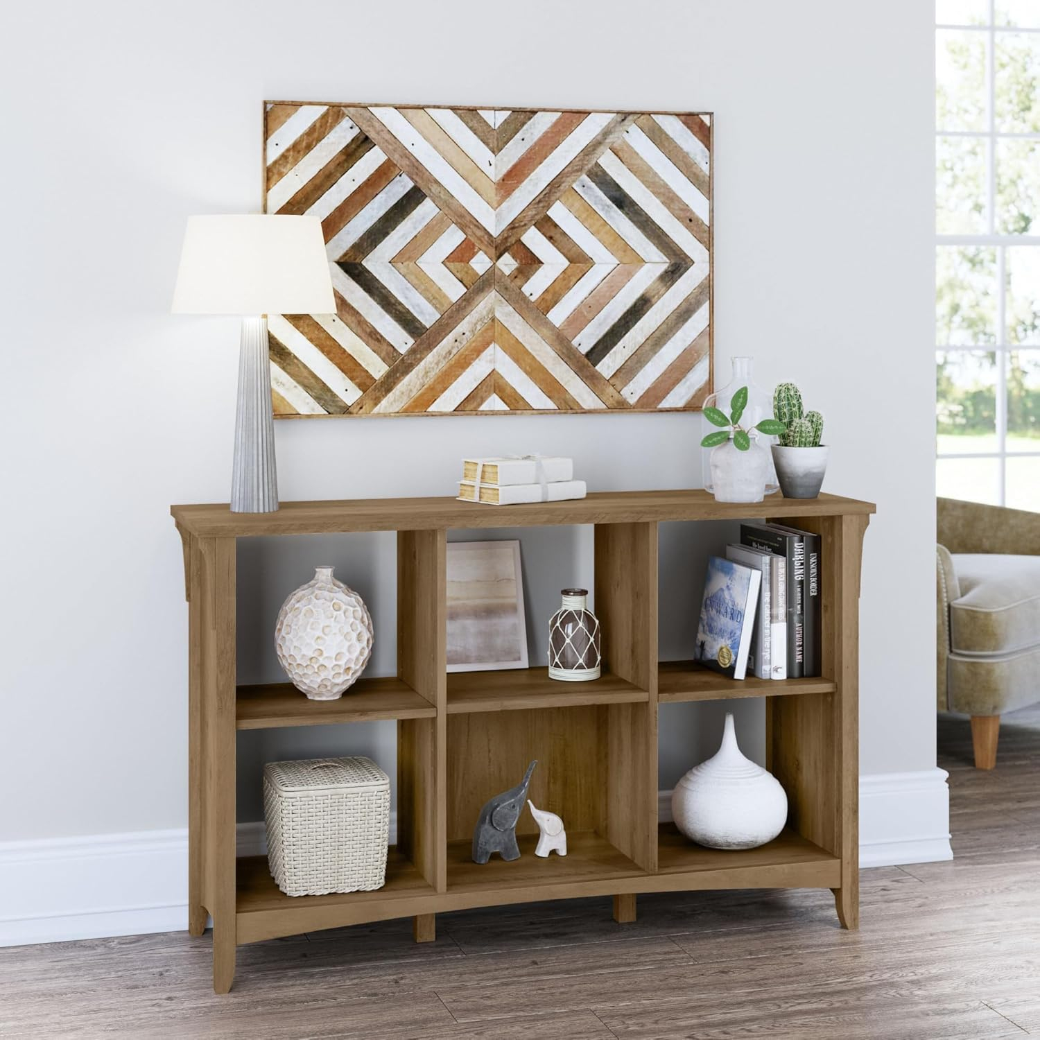 Bush Furniture Salinas 6 Cube Bookcase Organizer, Reclaimed Pine
