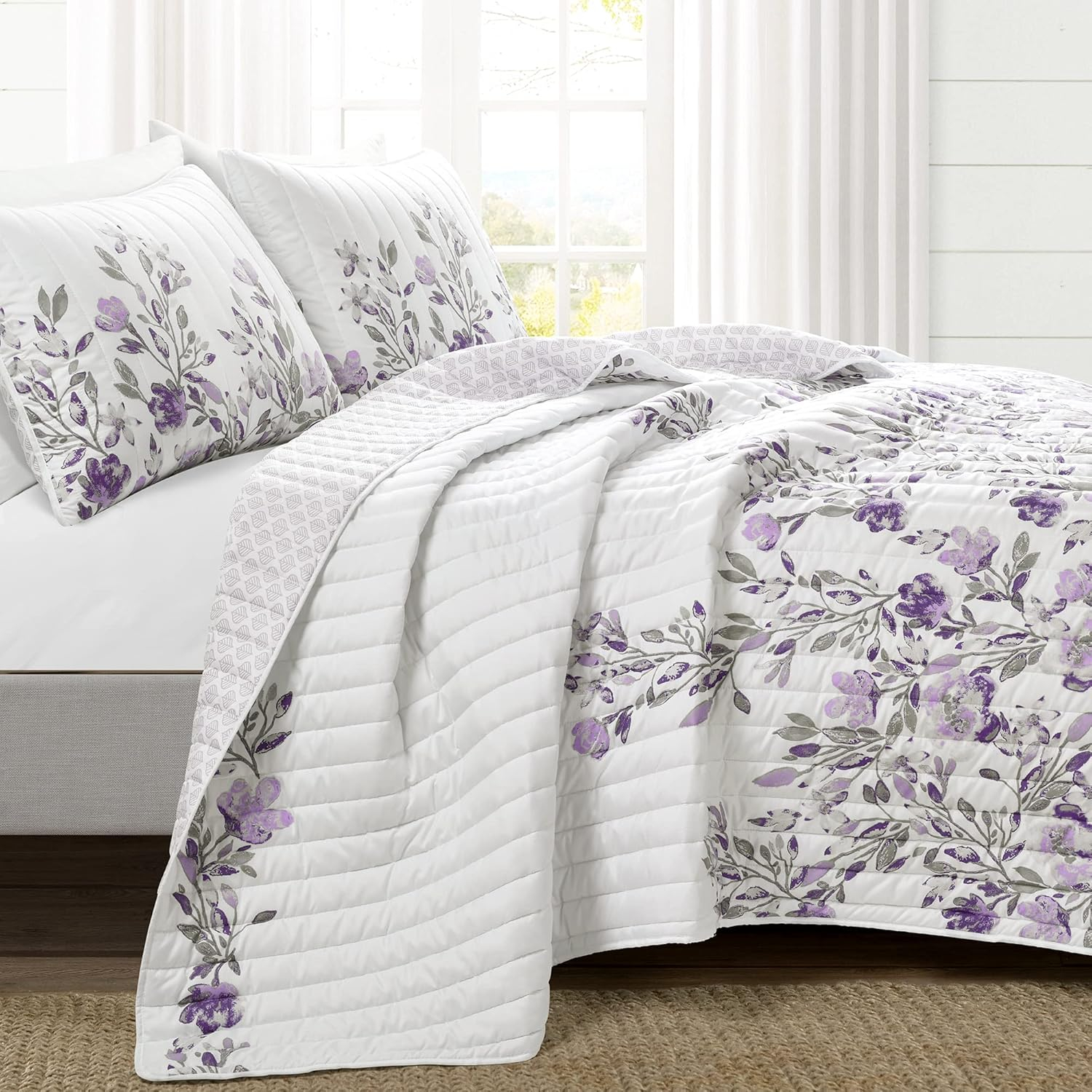 Home Boutique Tanisha Quilt Gray/Purple 5Pc Set King