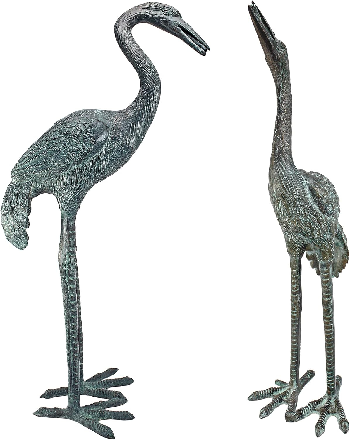 Design Toscano Emerald Verde Small Cranes Cast Bronze Garden Statue Set