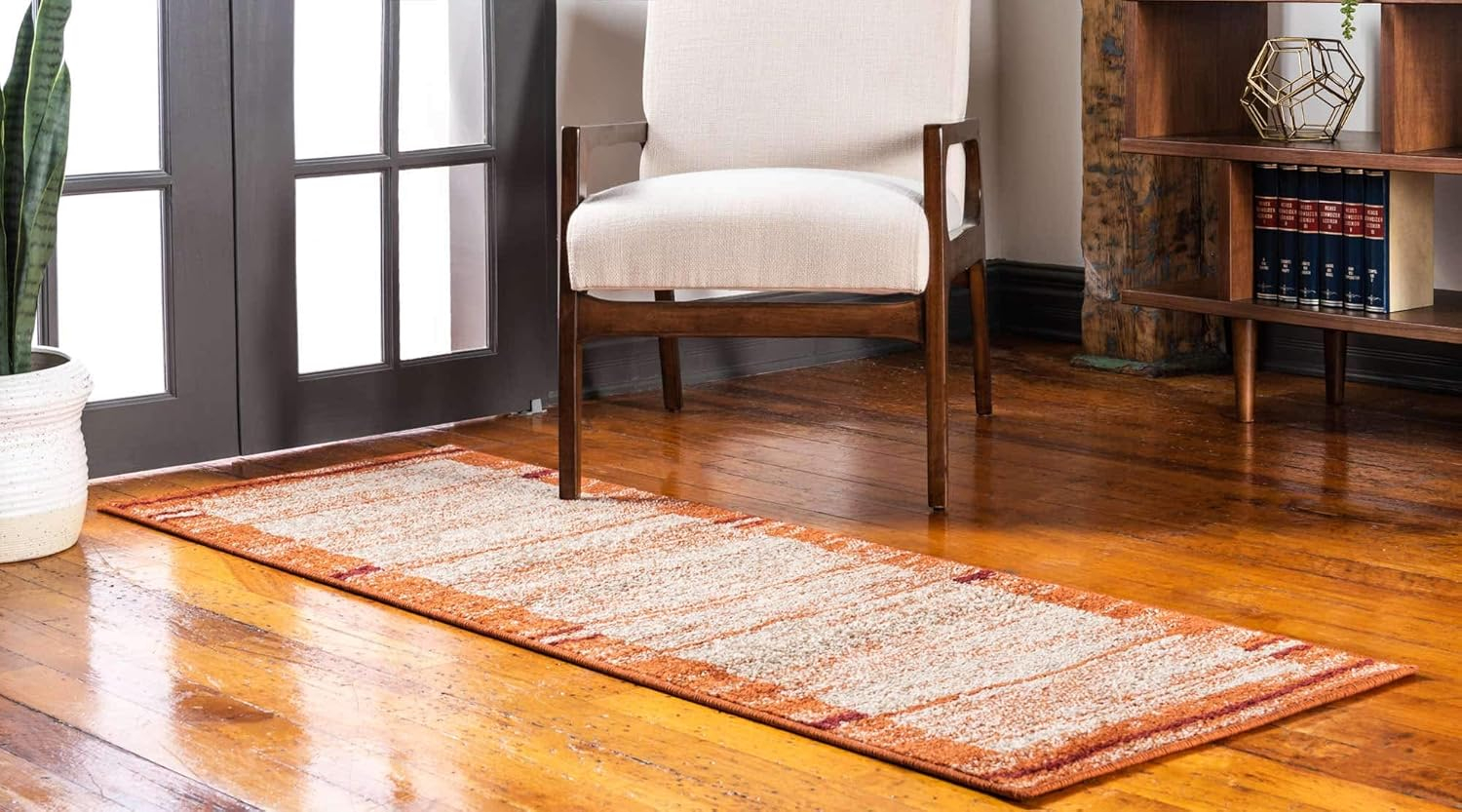 Autumn Terracotta Abstract 2' x 6' Indoor Runner Rug