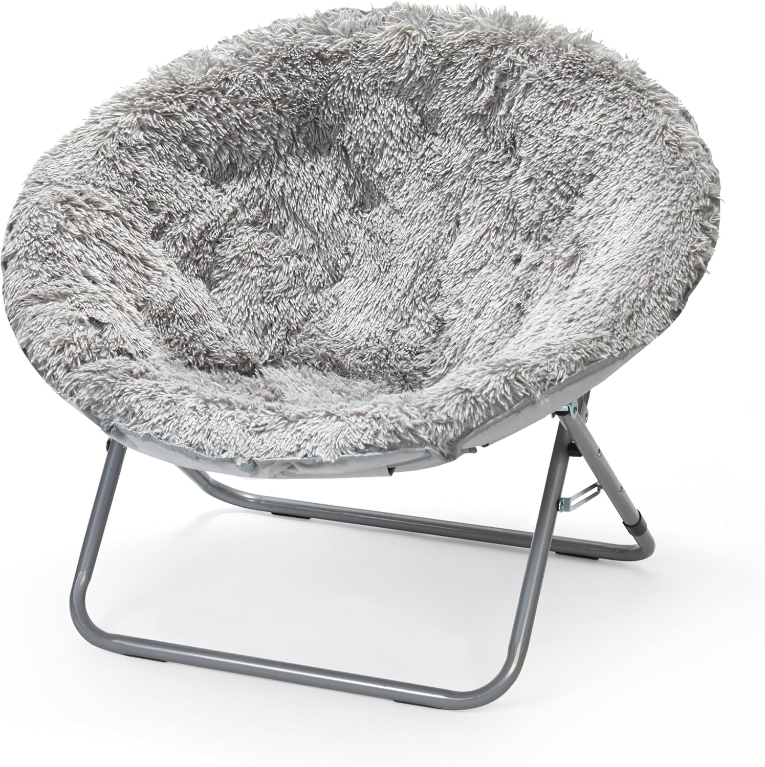 Urban Shop Mongolian Faux Fur Oversized Moon Chair, Silver