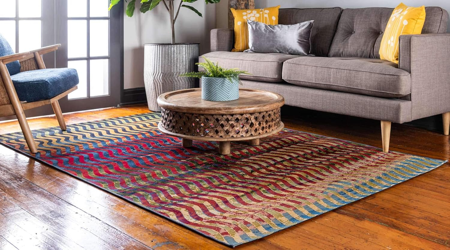 Colorful Stripe 4' x 6' Synthetic Outdoor Rug - Easy Care & Pet Friendly