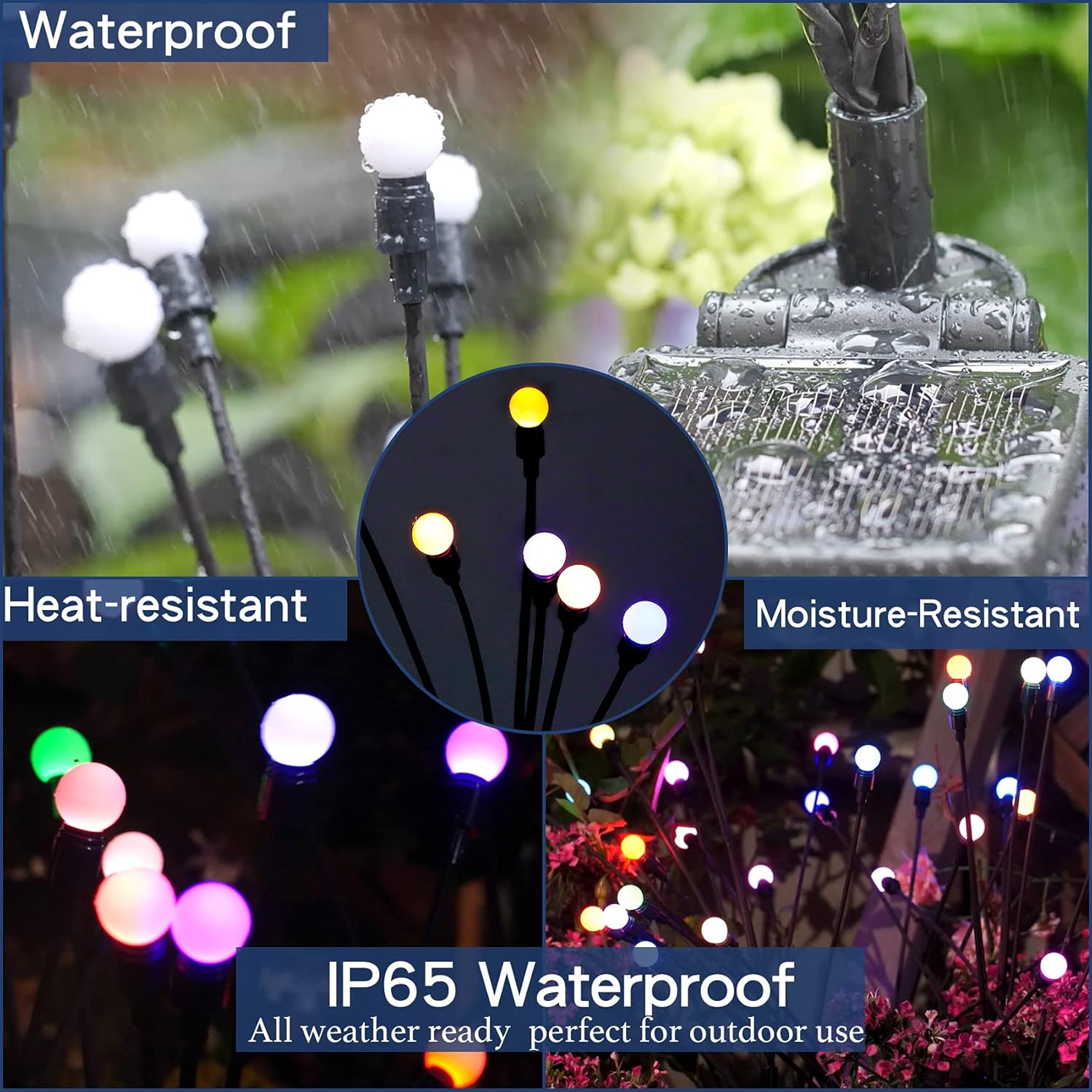 TONULAX Solar Garden Lights, Starburst Swaying Light - Swaying When Wind Blows, Solar Lights Outdoor Decorative, Color Changing RGB Light for Yard Patio Pathway Decoration(2 Pack)