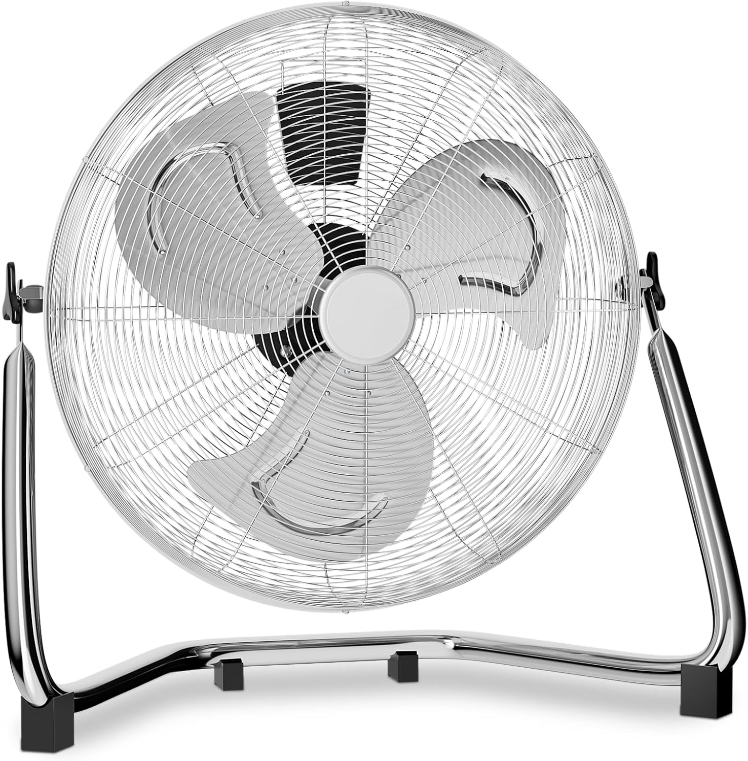 mollie 22 Inch High Velocity Floor Fan with 3 Speed Heavy Duty Metal Adjustable Tilt Portable Quiet Air Circulator for Home Garage, Workshop, Factory and Basement, 3522 CFM, Silver