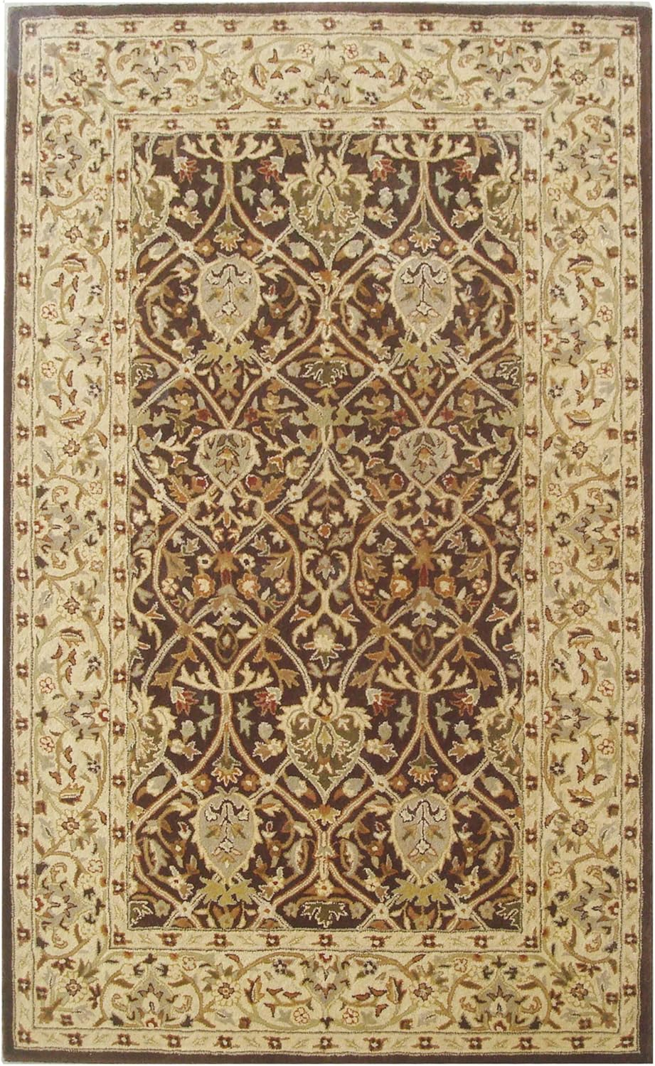 SAFAVIEH Persian Legend Adrian Floral Bordered Wool Area Rug, Brown/Beige, 4' x 6'