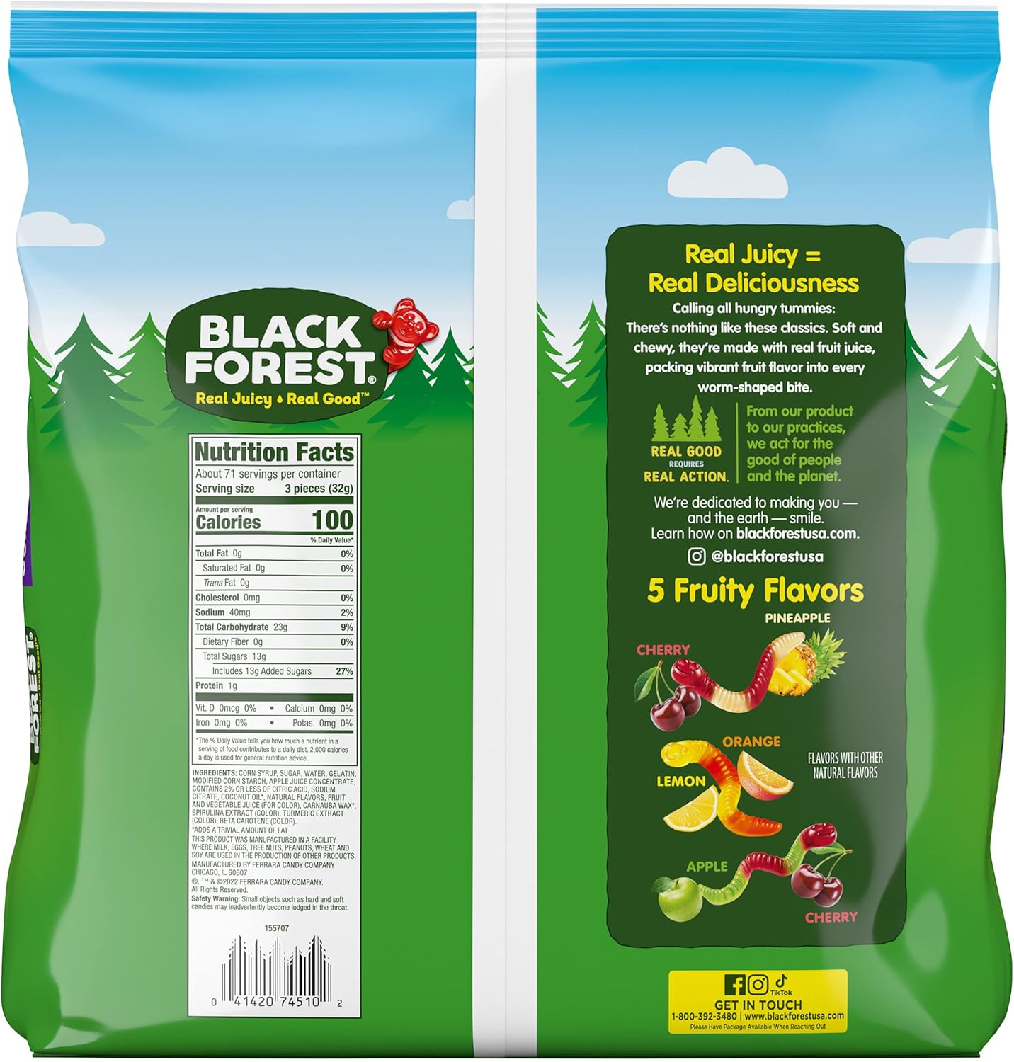 Assorted Fruit Flavored Gummy Worms in 5 lb Bag