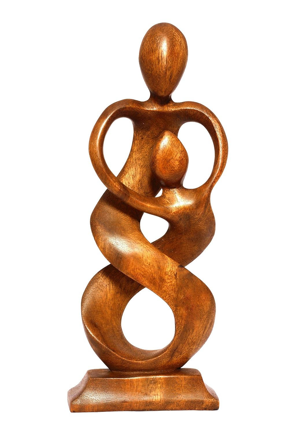 12" Wooden Handmade Abstract Sculpture Statue Handcrafted "Entwined Spirits" Gift Art Decorative Home Decor Figurine Accent Decoration Hand Carved