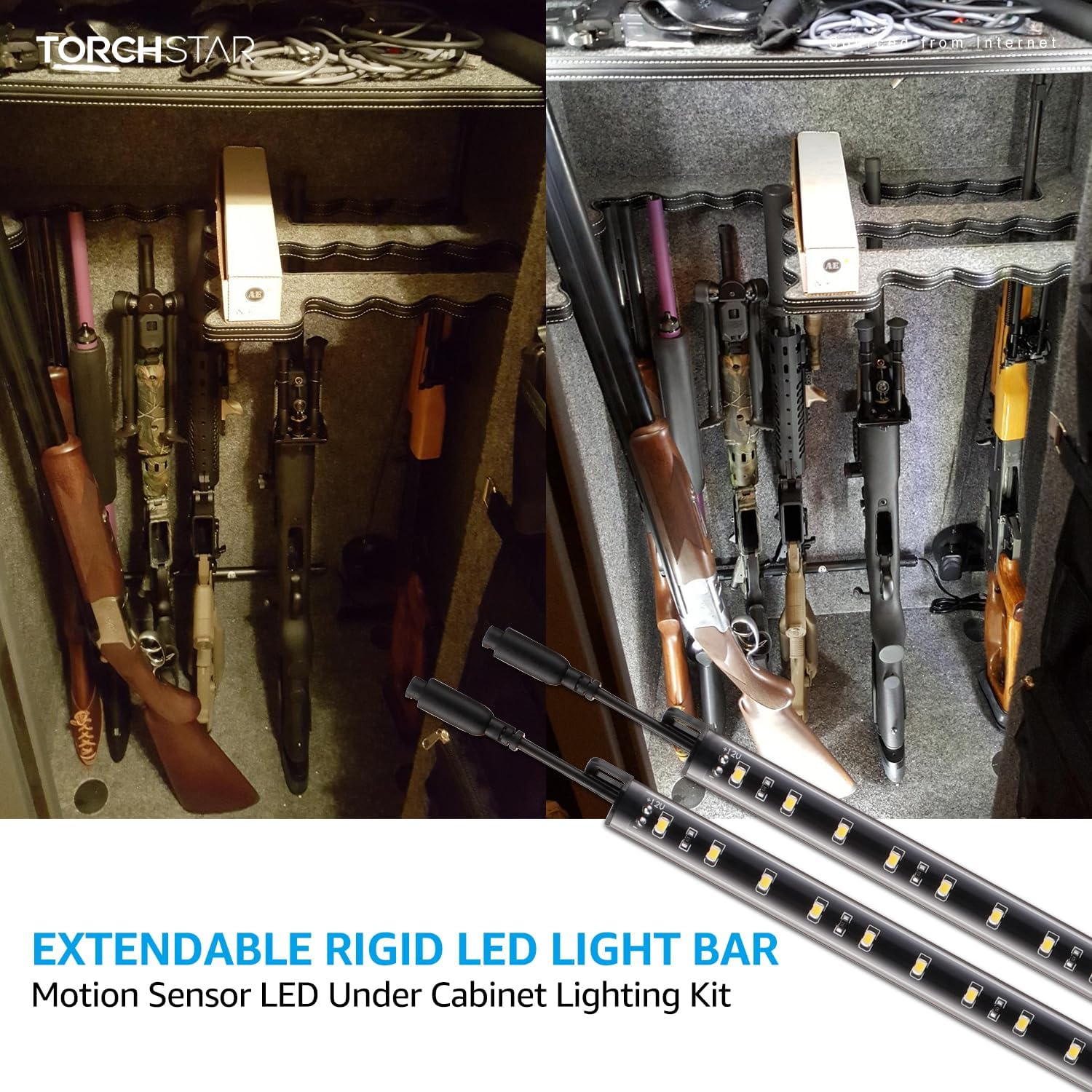 LED Safe Lighting Kit for Under Cabinet, Gun Safe, Shelf, Showcas, (4) 12 Inch Linkable Light Bars + Rocker Switch + UL Adapter, 3000K Warm White, Pack of 4
