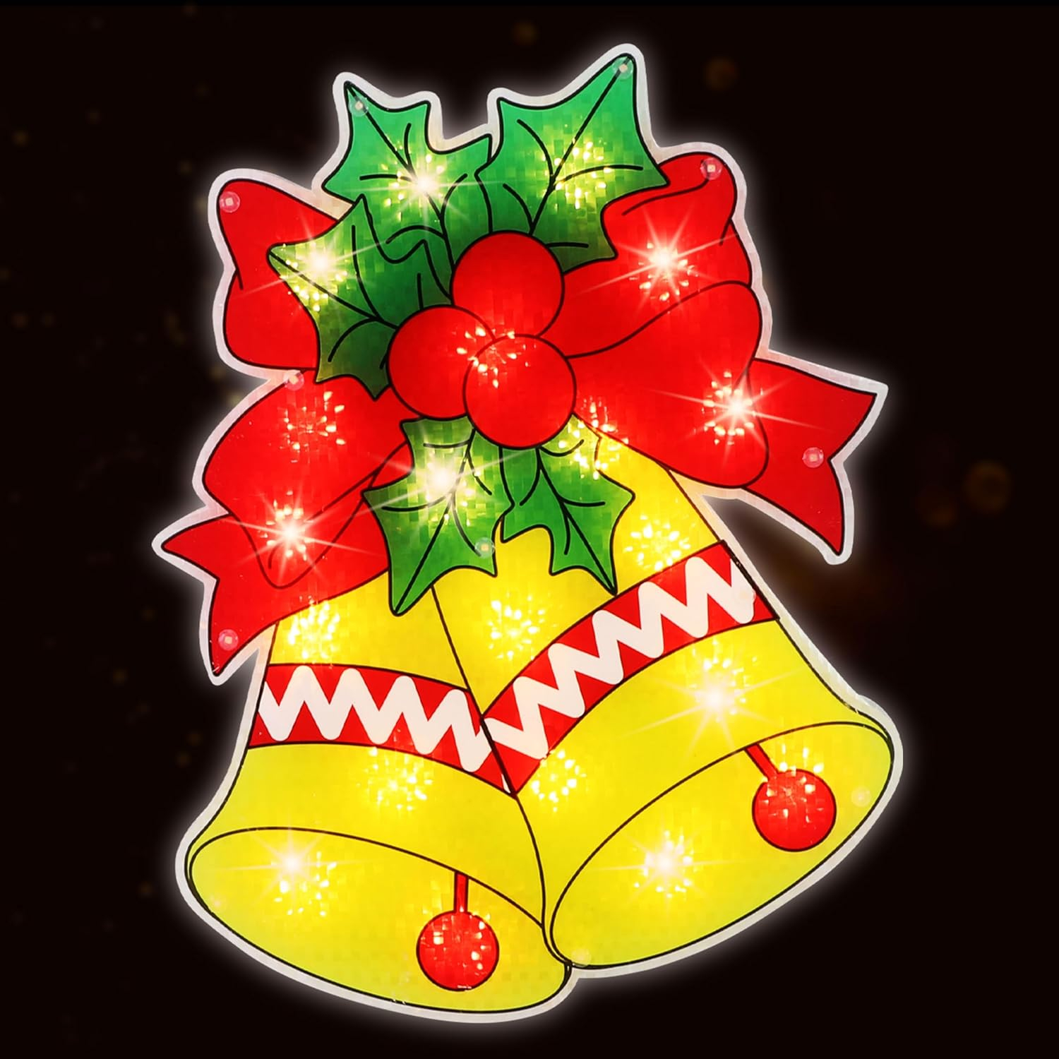 17" Multicolor Bell Christmas Window Silhouette Lights