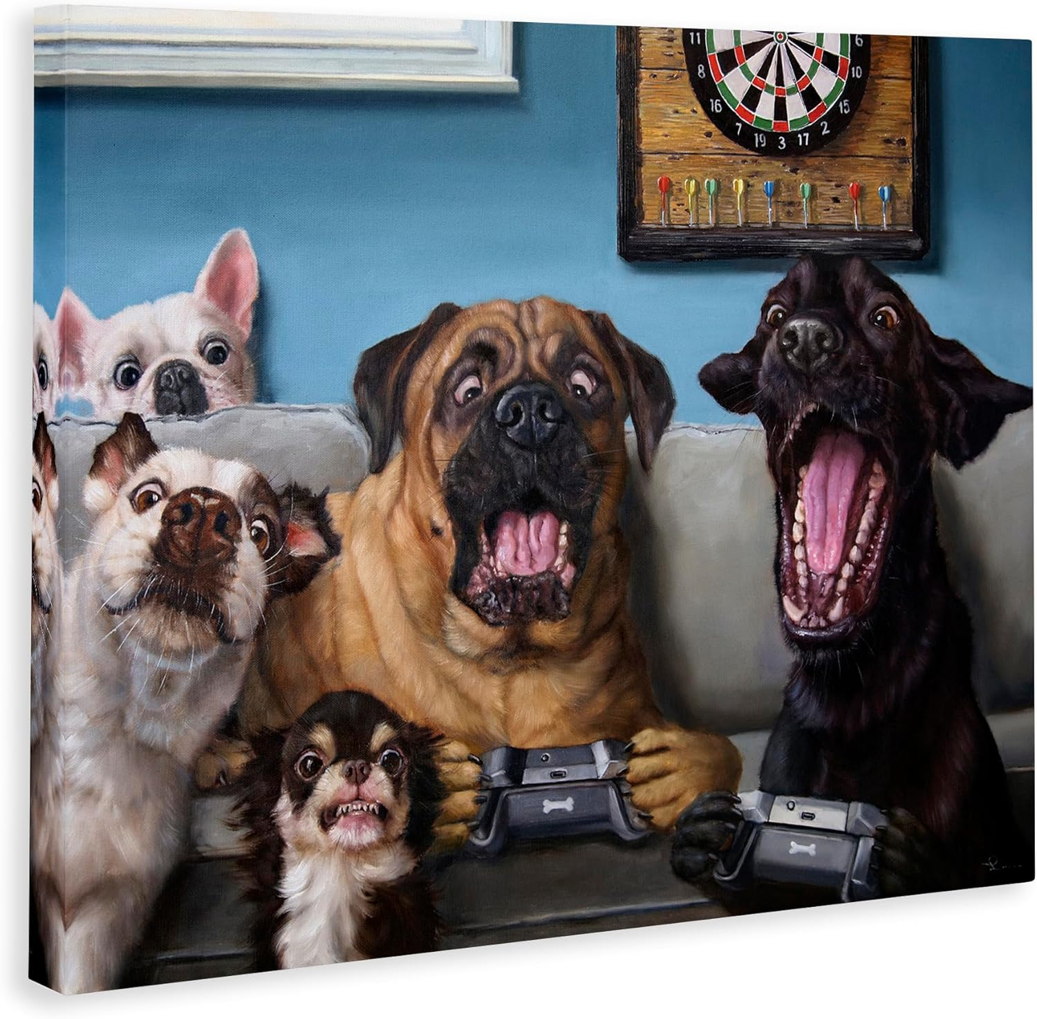 Stupell Home Décor Funny Dogs Playing Video Games Livingroom Pet Portrait, 24 x 30, Designed by Lucia Heffernan
