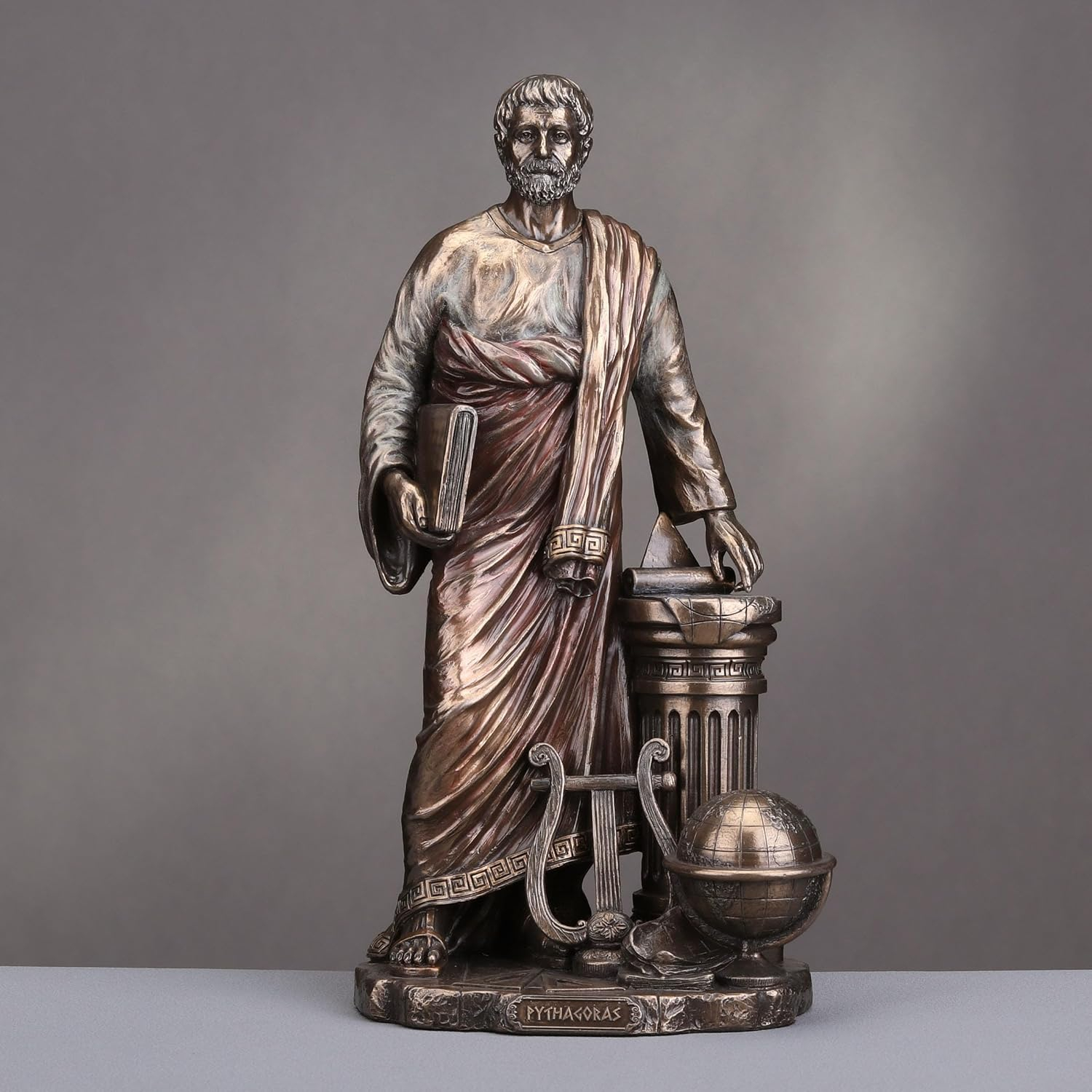 Veronese Design 11 Inch Pythagoras of Samos Greek Mathematician Philosopher Cold Cast Resin Bronze Finish Sculpture