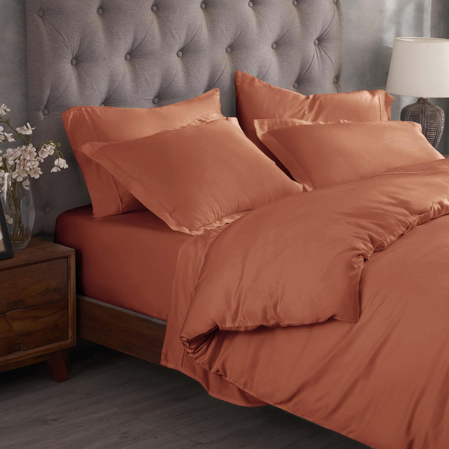 Superior Egyptian Cotton 300 Thread Count Duvet Cover Set, Twin, Pumpkin