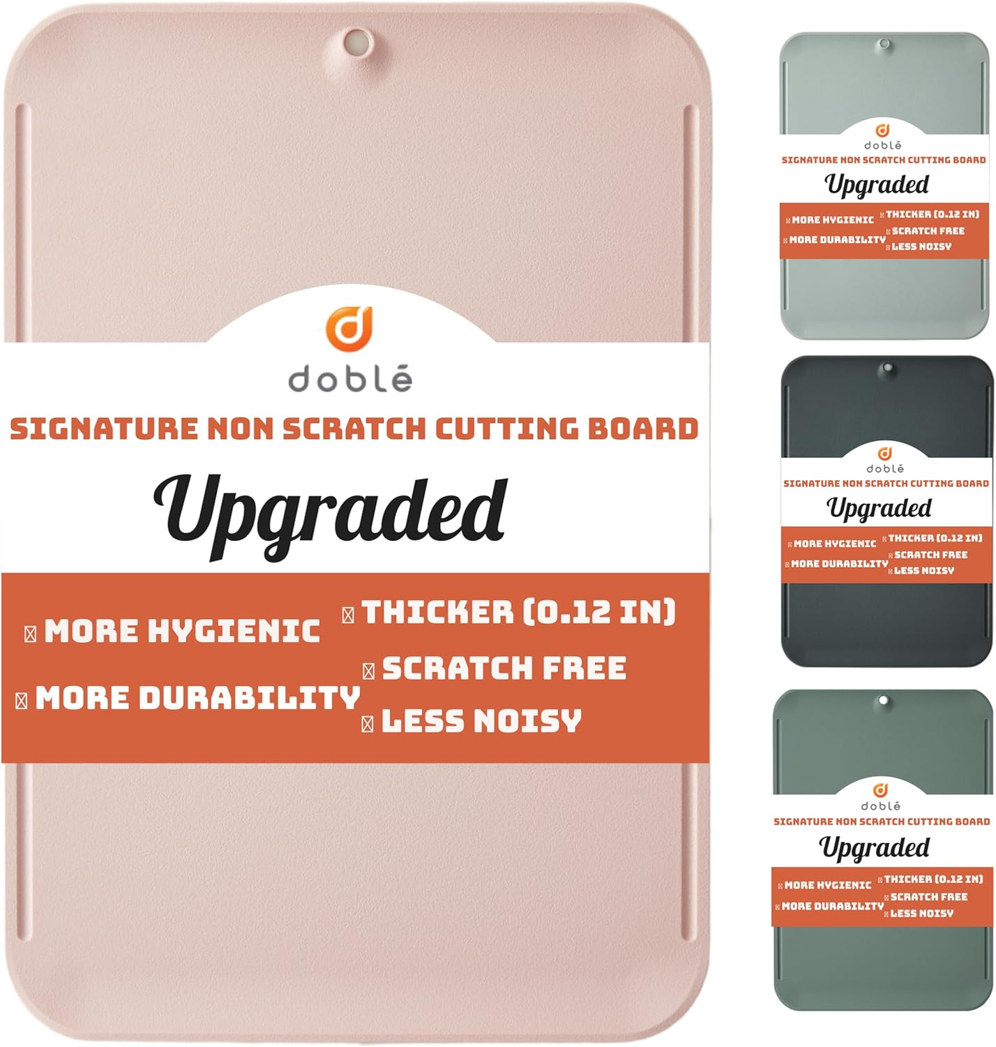 Premium Upgraded doblé Non-Scratch Flexible Cutting Board for Chopping, Scratch Free, Juice Grooves with Easy Grip Handle, Non-Slip Dishwasher Safe for Kitchen 9.3" x 13.7" (Baby Pink)