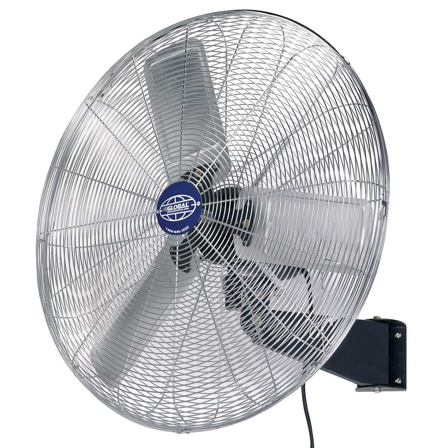 Industrial Silver 30" Wall Mount Oscillating Fan with Aluminum Blades