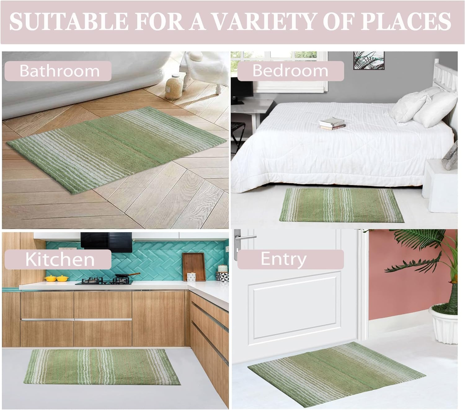 100% Cotton Gradiation Collection Machine Washable 3-Pcs Set with Contour, Sage