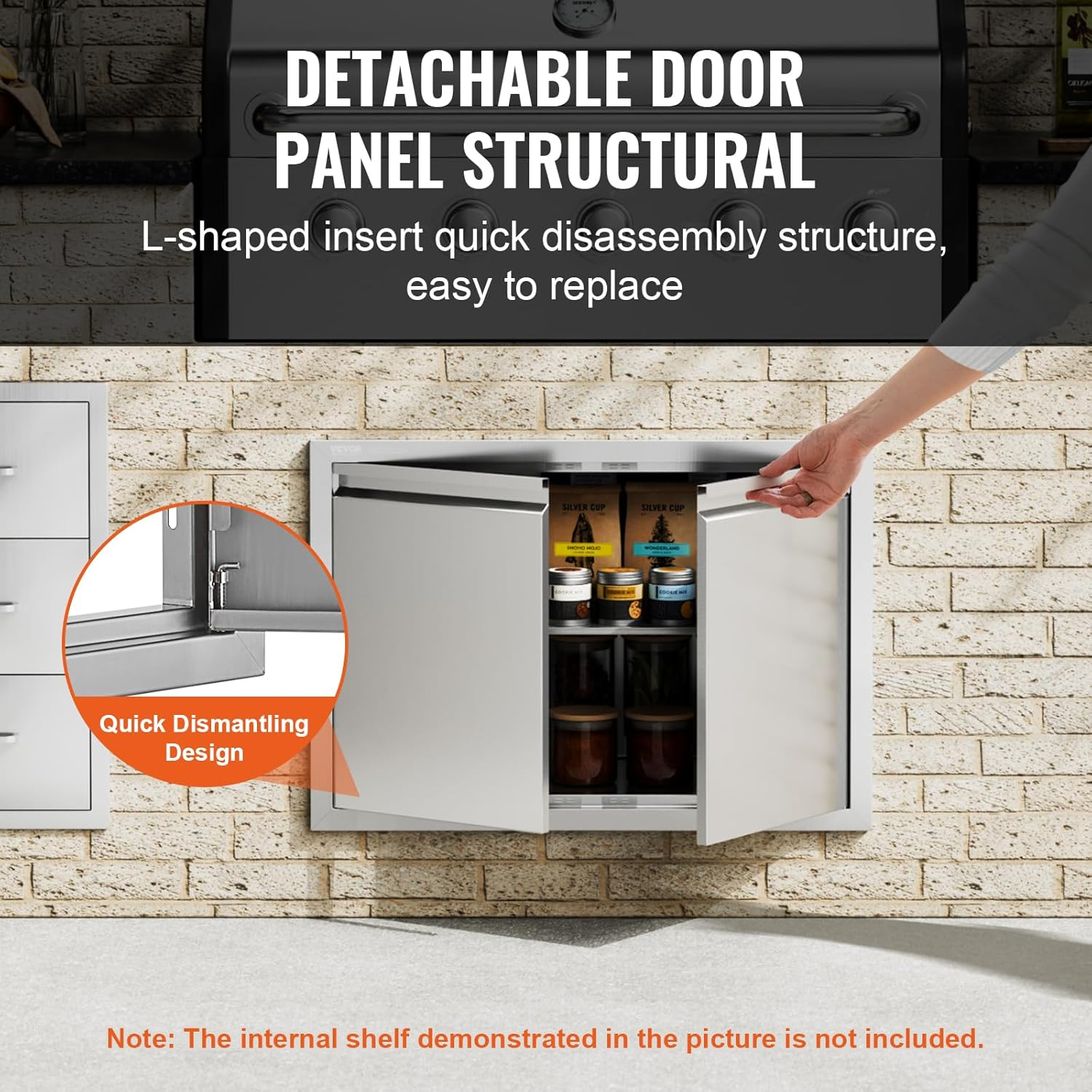 Stainless Steel Double BBQ Access Door with Hooks