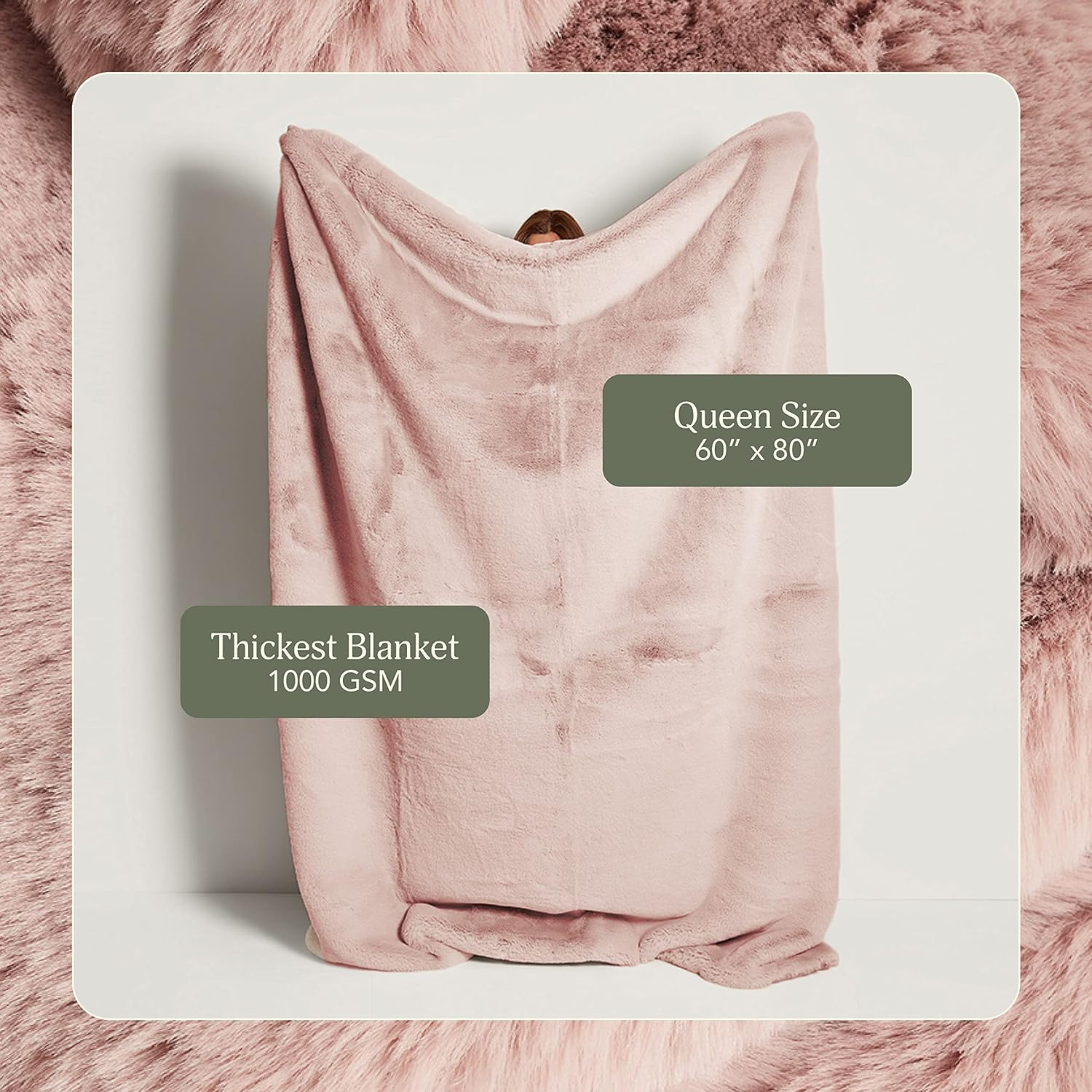 Medium Rosy Faux Fur Reversible Baby Throw Blanket