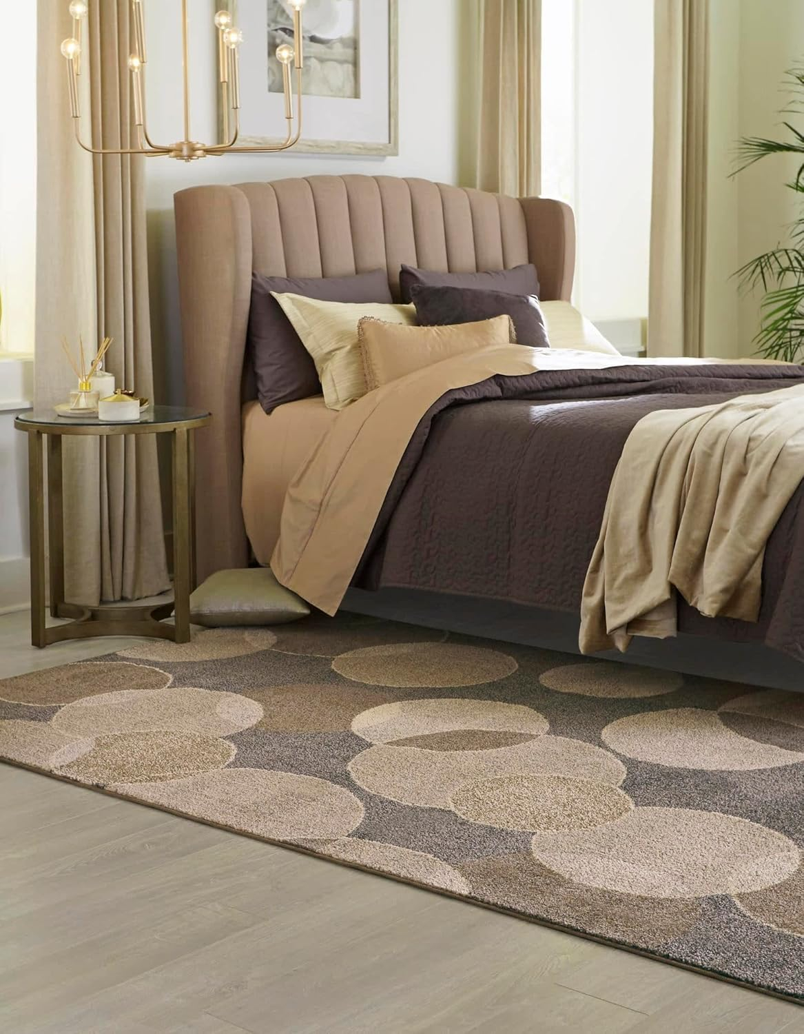 Unique Loom Chromatic Collection Modern Bokeh & Vibrant Abstract Area Rug for Any Home Décor, Rectangular 5' 0" x 8' 0", Gray/Beige