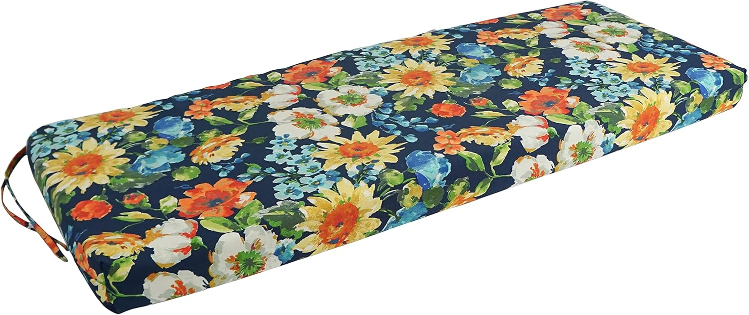 Blazing Needles 54-inch by 19-inch Patterned Outdoor Spun Polyester Bench Cushion 954X19-REO-59