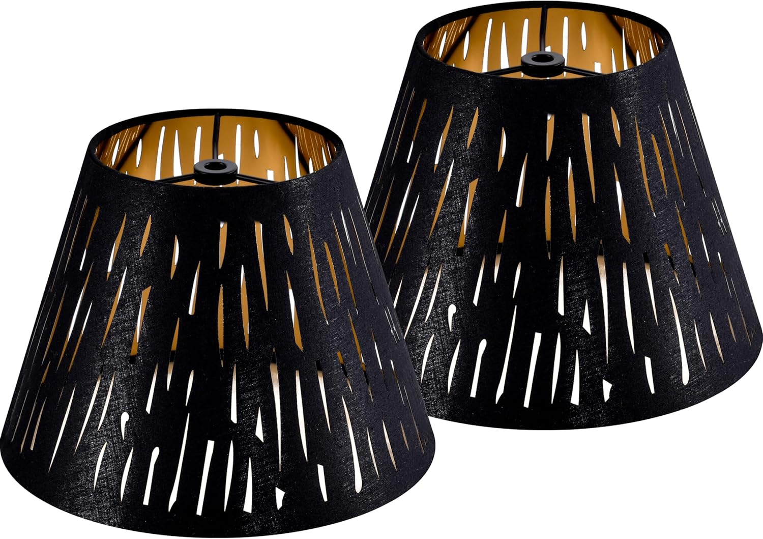 GO&SO Set of 2 Small Black Drum Lamp Shades, 5" Top x 9" Bottom x 6.4" High (Spider), Laser Etching Fabric Lamp Shades for Table, Floor, Wall Lamps -No Assembly Required, Modern Replacement Lampshades