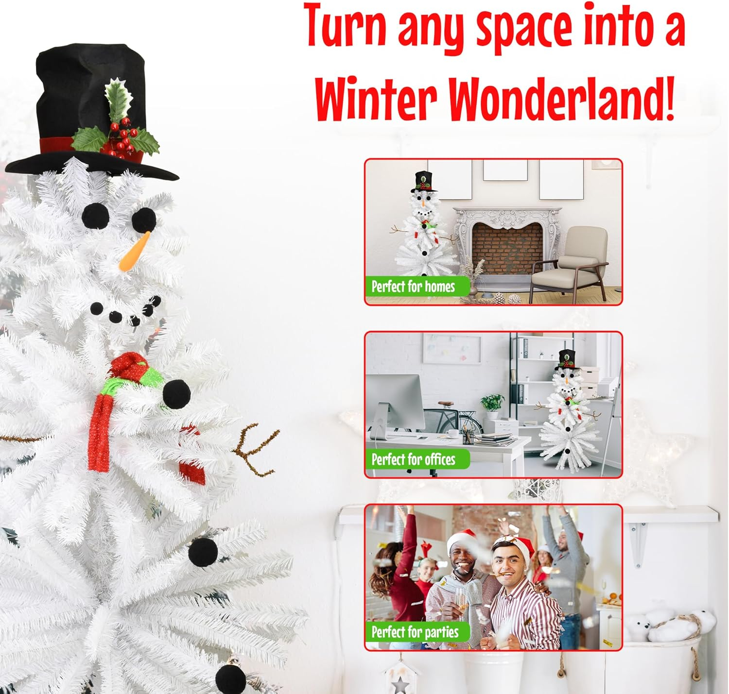 5 Ft White PVC Snowman Christmas Tree with Accessories