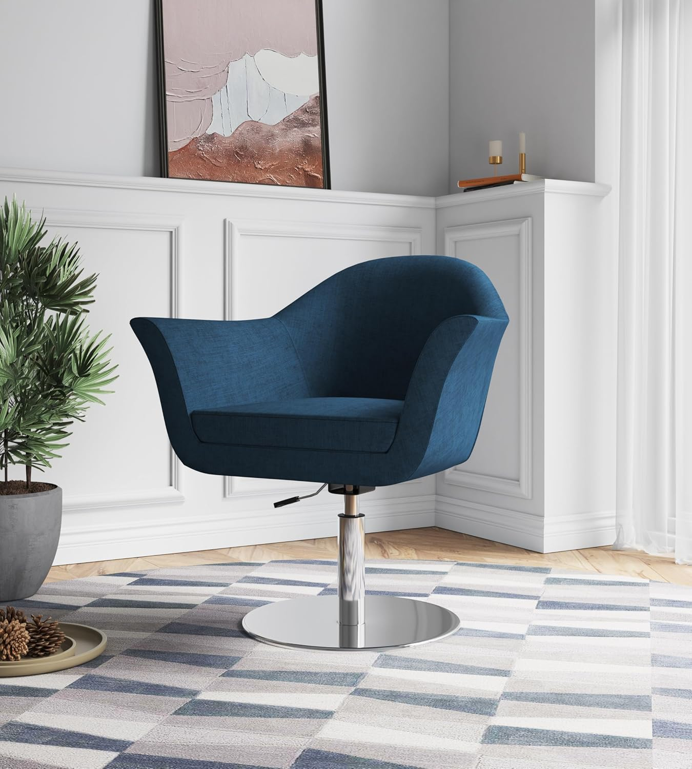 Voyager Swivel Adjustable Accent Chair, Smokey Blue