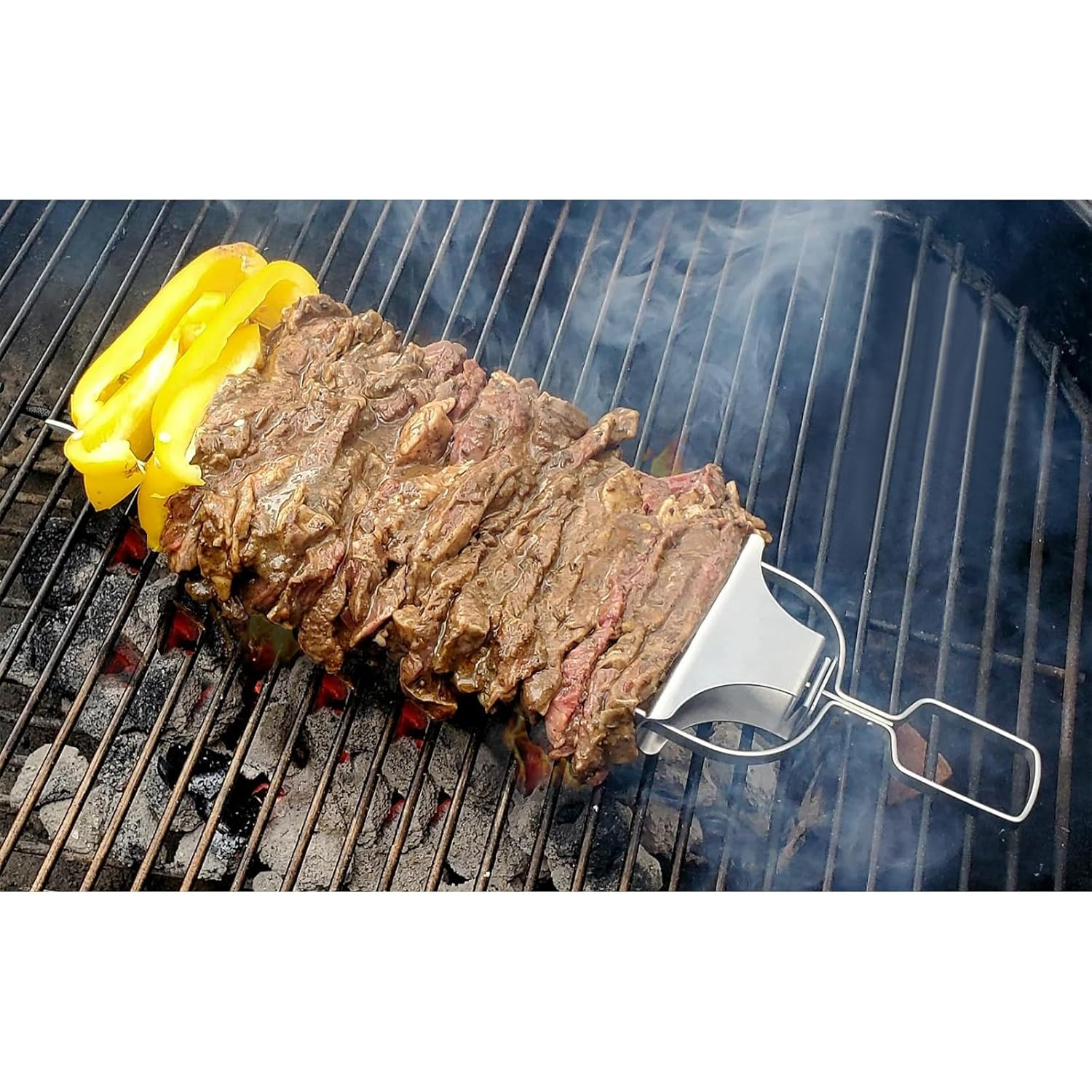 Skewers for Kabobs Set of 2, 14 Inch 3-Prongs Metal Kabob Skewer Stainless Steel Flat Sticks with Slider for Grilling Meat, Veggies, Sausages, Reusable Shish Kebab Skewers with Storage Bag