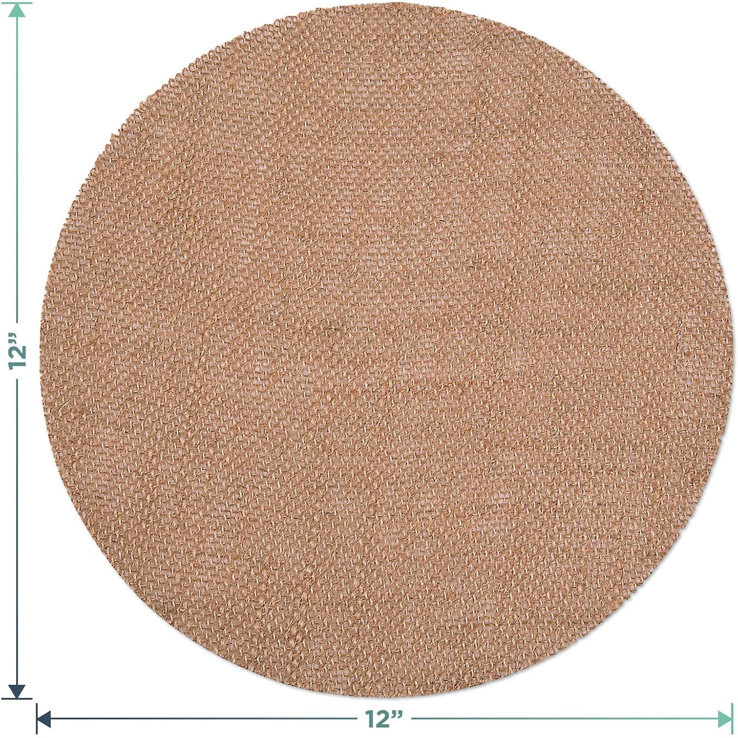 Rustic Burlap Round Placemats - 12" Diameter Burlap Circle Rustic Table Decorations (Set of 12) - Rustic Farmhouse Table Setting for Weddings, Dining & Event Decor