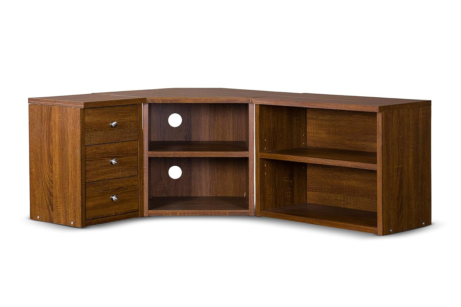 Baxton Studio Commodore TV Stand for TVs up to 55" Brown: Mid-Century Modern Entertainment Center, Media Console