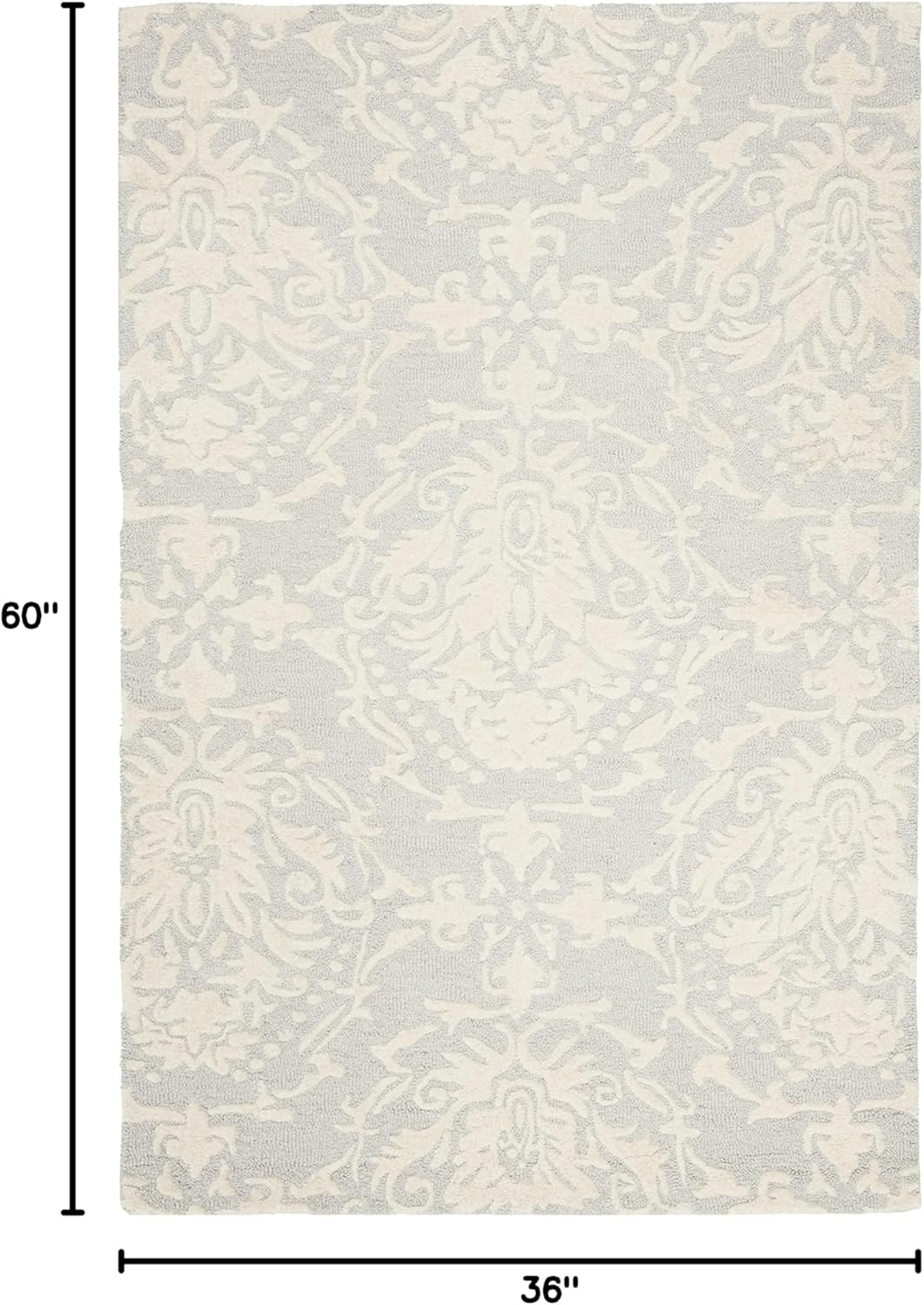 SAFAVIEH Blossom Collection 3' x 5' Light Grey/Ivory BLM107A Handmade Premium Wool Entryway Living Room Foyer Bedroom Accent Rug