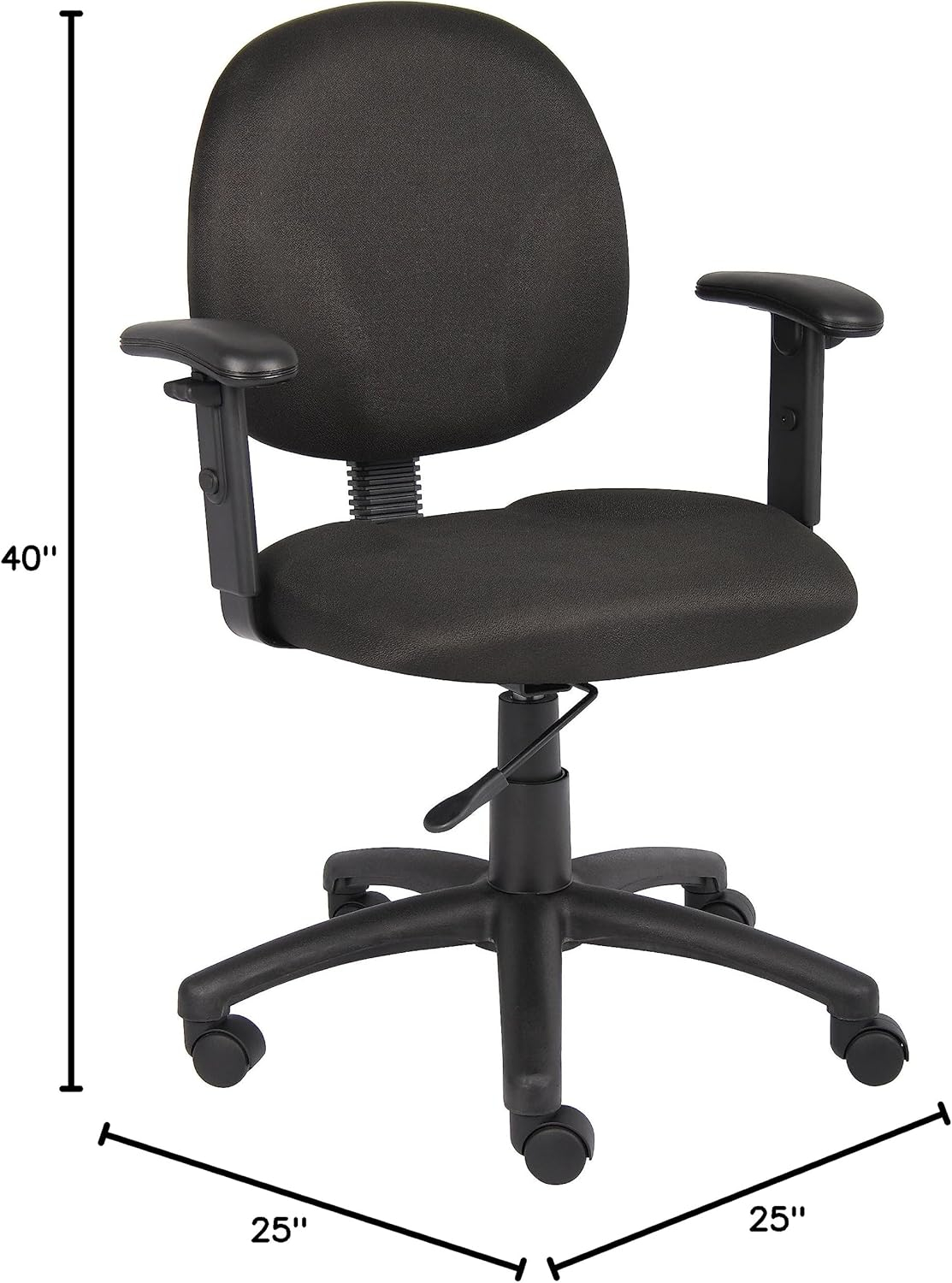 Black Adjustable Ergonomic Task Chair with Fabric Upholstery