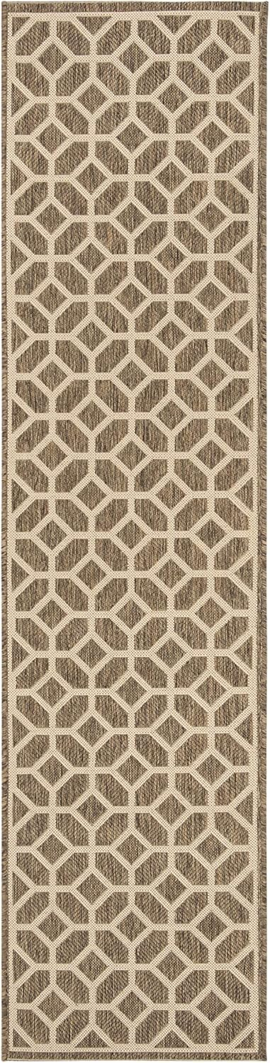 SAFAVIEH Beach House Kadri Geometric Indoor/Outdoor Runner Rug, Beige/Cream, 2'2" x 8'