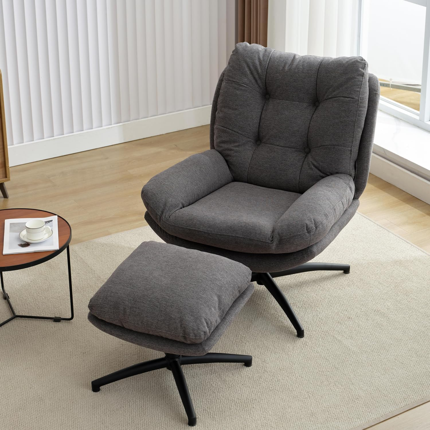 Othniel Green Swivel Accent Chair with Ottoman Rocker Glider Chairs Ottoman Footrest Set