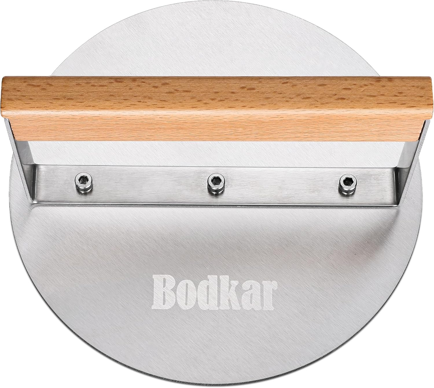 Stainless Steel Burger Press, 6 inch Round Burger Smasher Round Hamburger Press with Wood Handle, Grill Press Meat Flattener Tool for Flat Top Griddle Grill Cooking