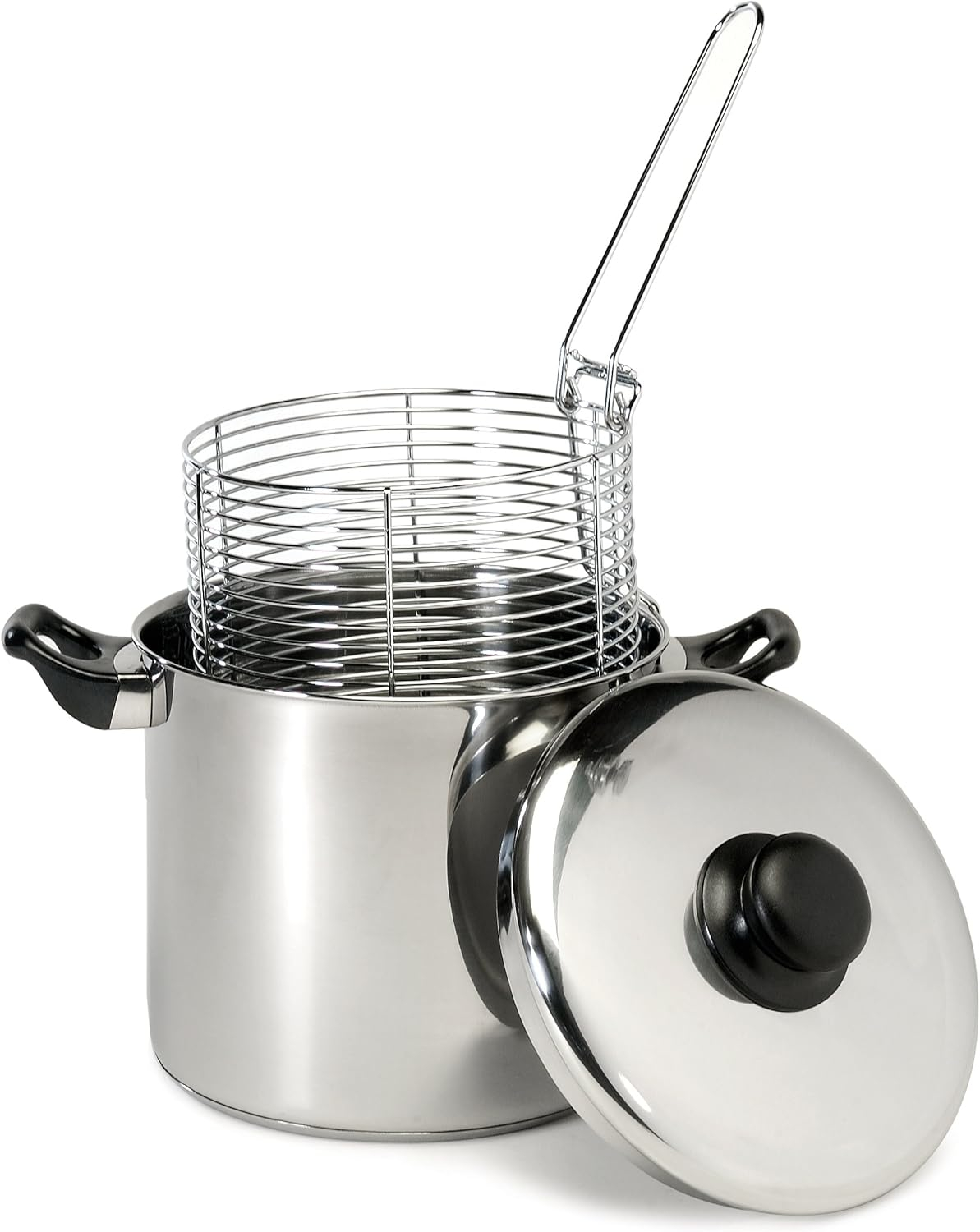 Excelsteel 6 Quart Silver Stainless Steel Deep Fryer Set