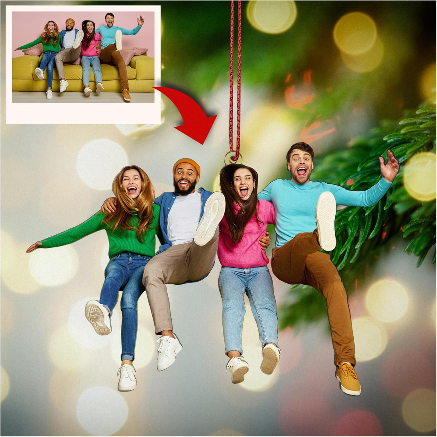 Customization Mill Personalized Your Photo Ornament, Customized 2D Photo Ornaments, Double-Sided Print, Custom Christmas Ornaments, Personalized Christmas Ornaments for Christmas Tree