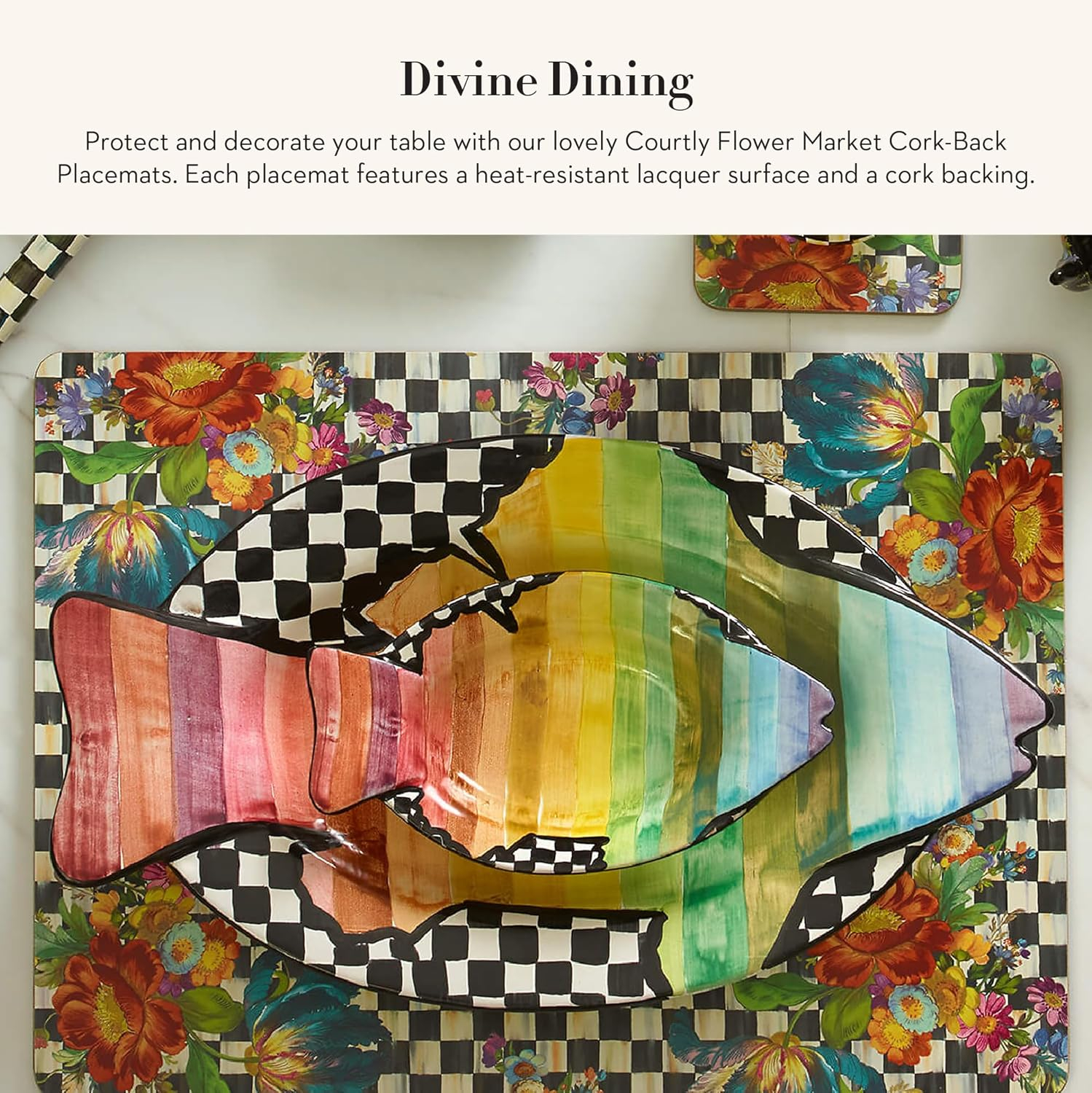 Courtly Flower Market Cork-Back Hardboard Placemats Set of 4