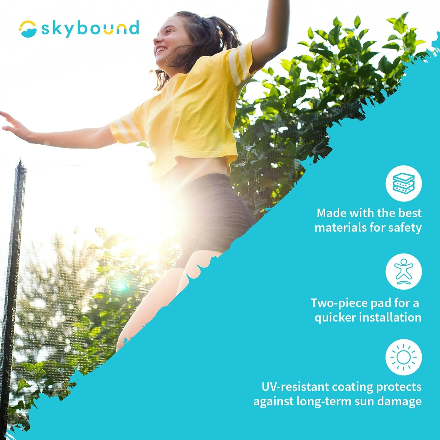 SkyBound Universal Trampoline Safety Pad,Round Trampoline Spring Cover for 15Ft Trampoline Frame Fits up to 8" Springs - Orange