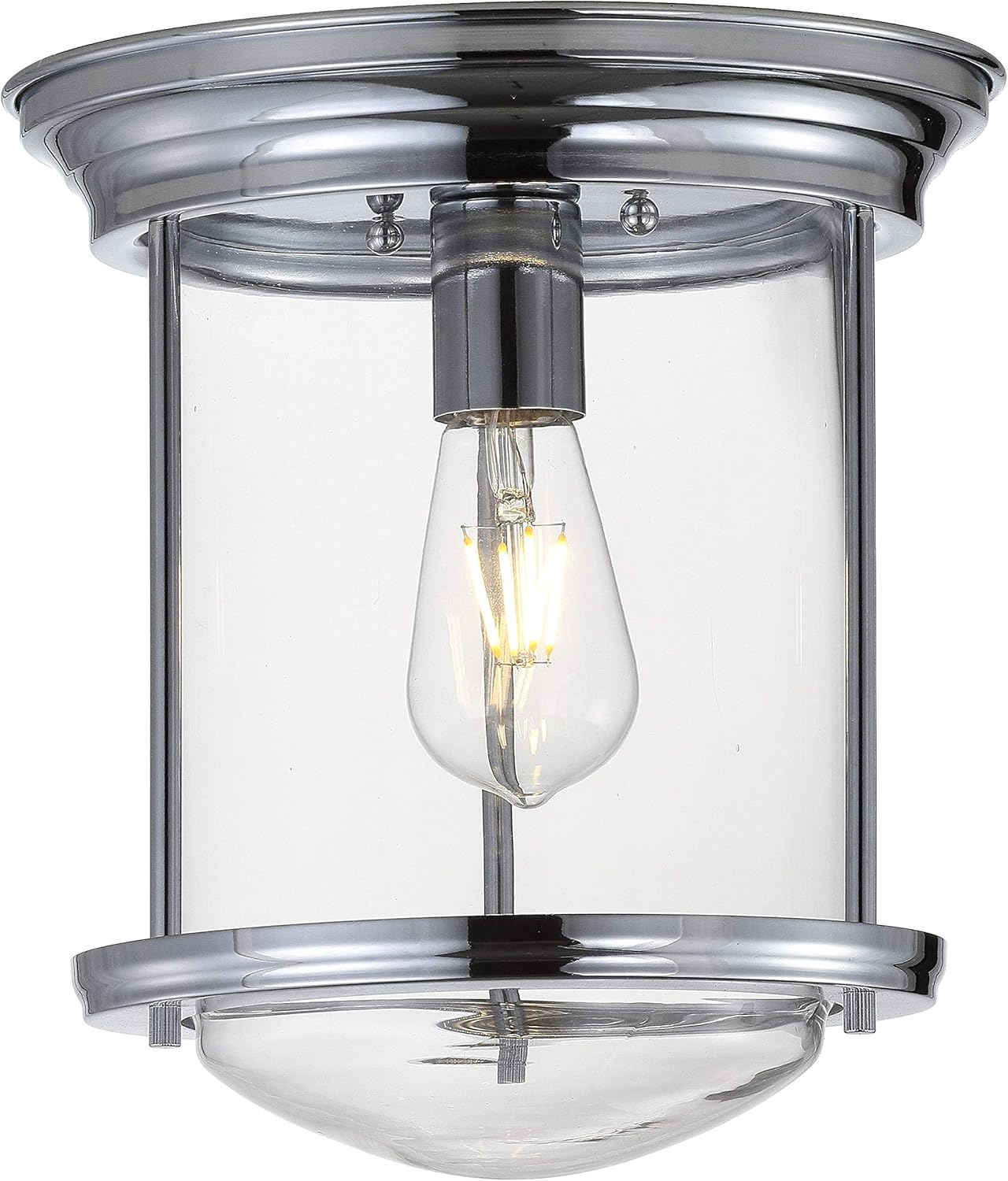 JONATHAN Y JYL7440C Savannah 10.25" Metal/Glass LED Flush Mount, Traditional,Transitional, Dimmable, 2700K Cozy Warm Light Kitchen,Hallway,Bathroom,Stairwell, Chrome