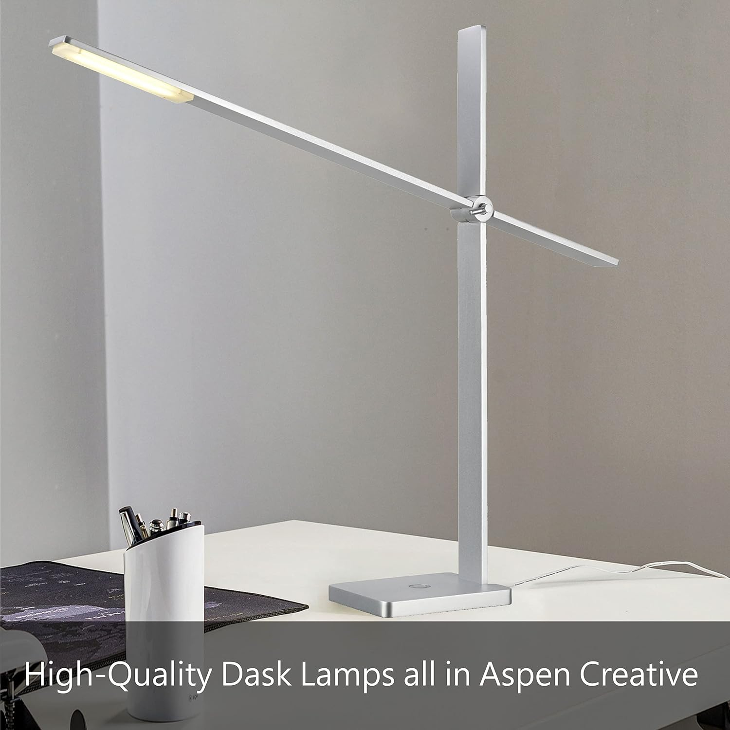 Aspen Creative 40256-04-2, 23-3/4" H Table Lamp White Ceramic Body, Size: 11" L x 11" W x 23-3/4" H, E26 Socket, Set of 2