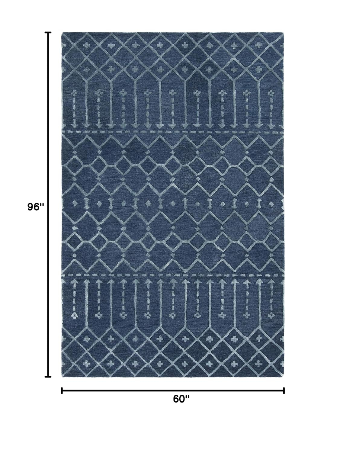 SAFAVIEH Himalaya Darin Geometric Wool Area Rug, Navy/Silver, 5' x 8'