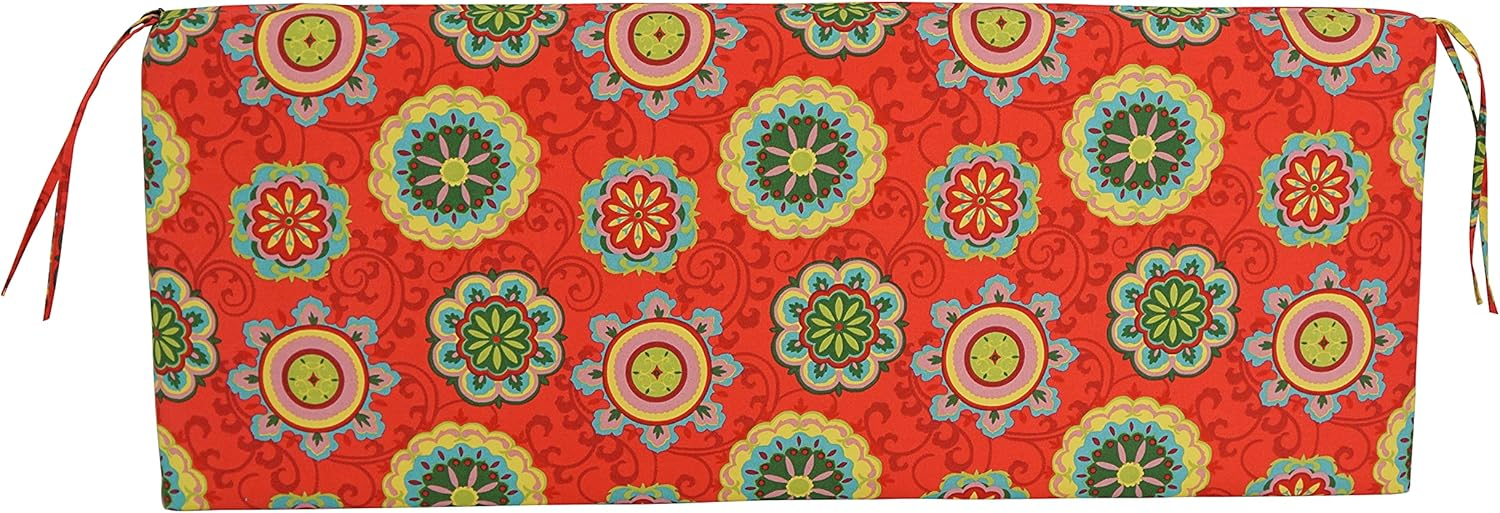 Blazing Needles 54-inch by 19-inch Patterned Outdoor Spun Polyester Bench Cushion 954X19-REO-41