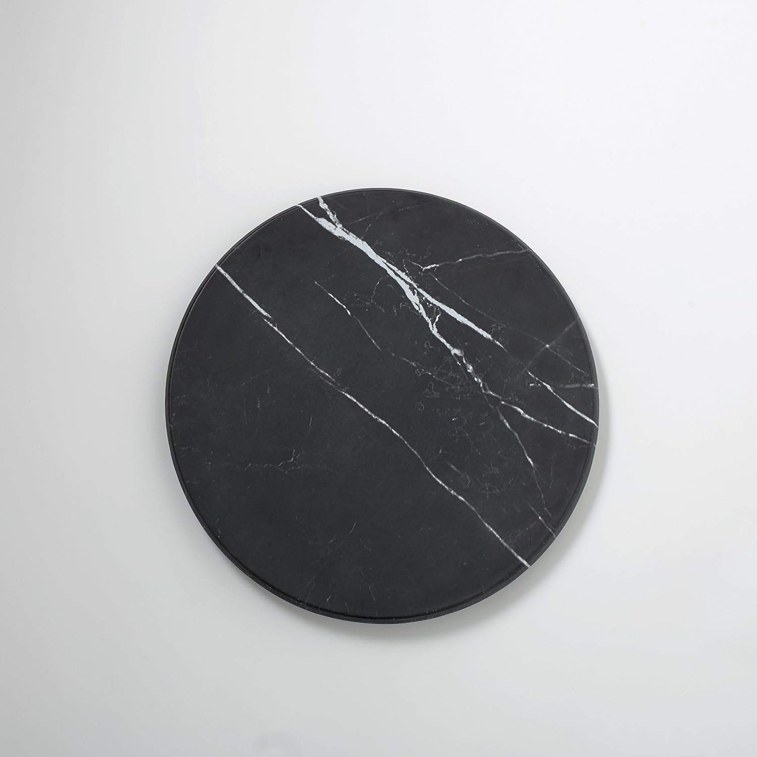 Black Marble Melamine Round Serving Board, 14-Inch Diameter