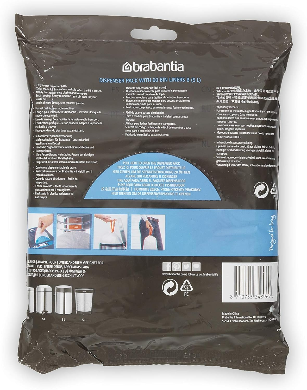 Brabantia Bin Liners, Size B, 5 L - 60 Bags